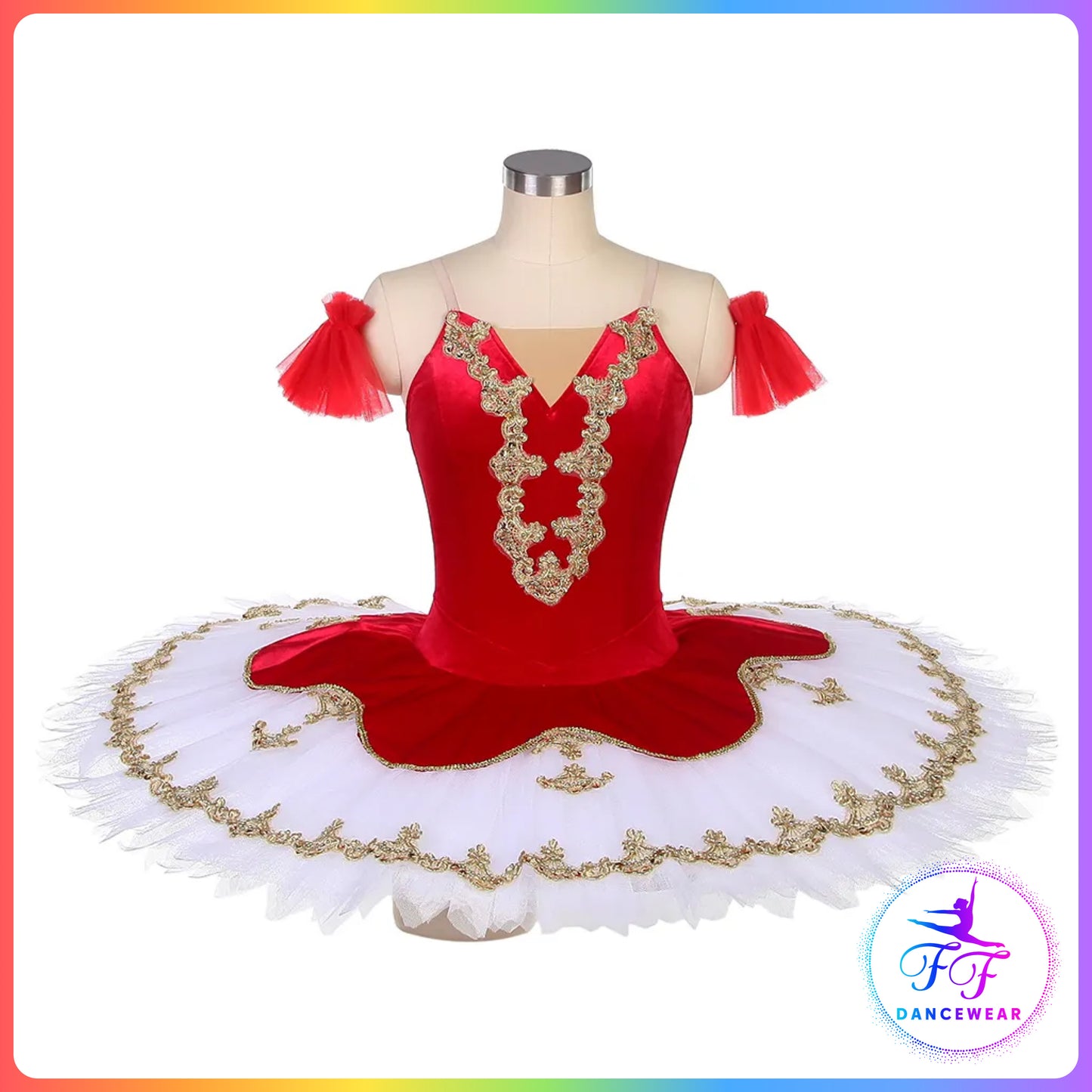 Red Velvet & Gold Professional Ballet Pancake Tutu (Child & Adult sizes)