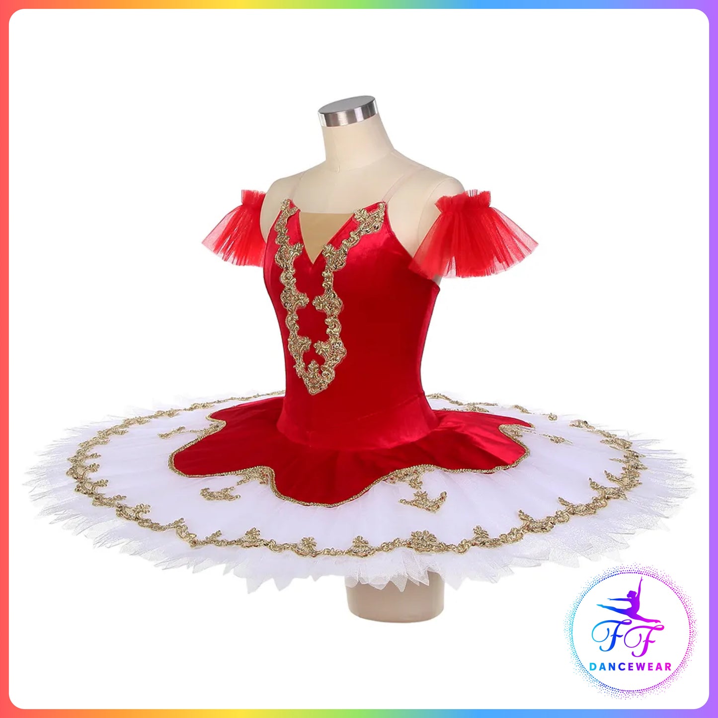 Red Velvet & Gold Professional Ballet Pancake Tutu (Child & Adult sizes)