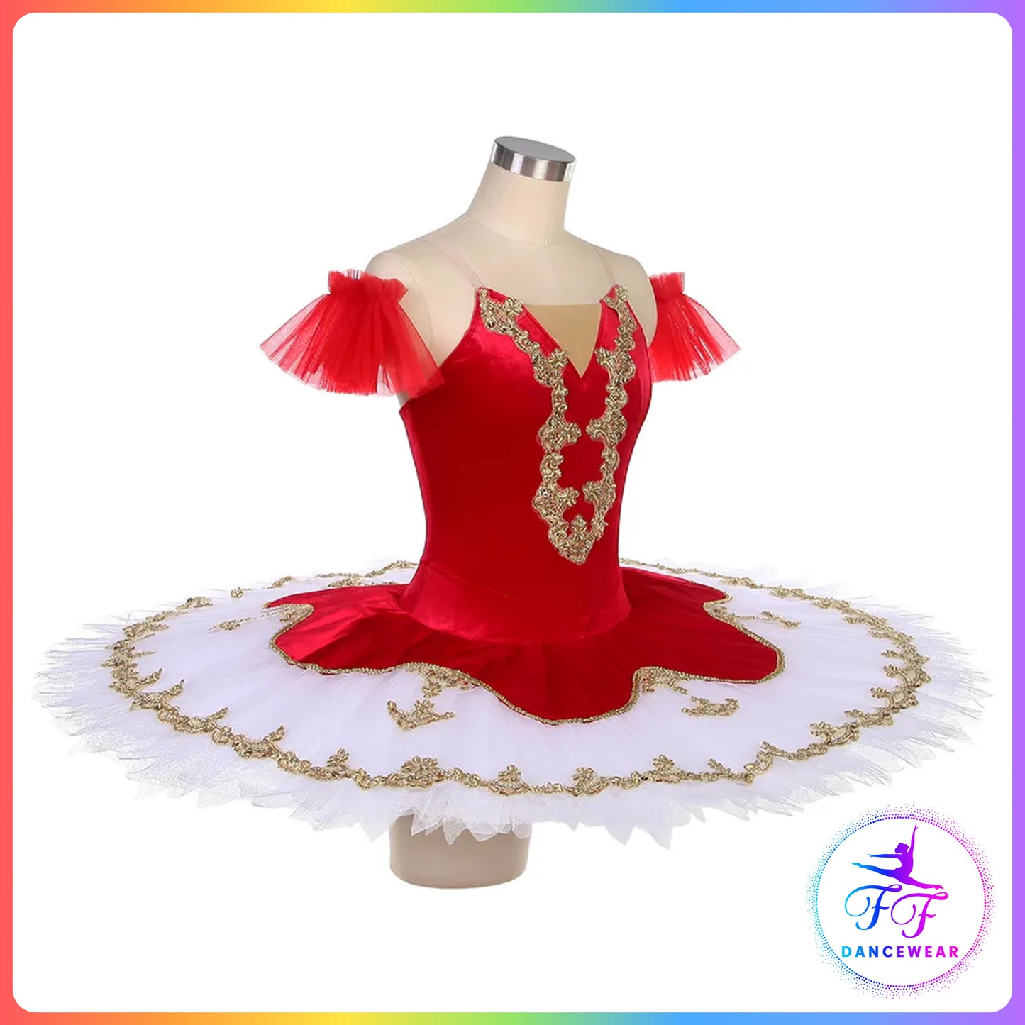 Red Velvet & Gold Professional Ballet Pancake Tutu (Child & Adult sizes)