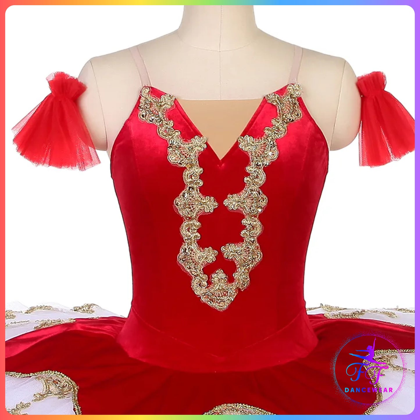Red Velvet & Gold Professional Ballet Pancake Tutu (Child & Adult sizes)