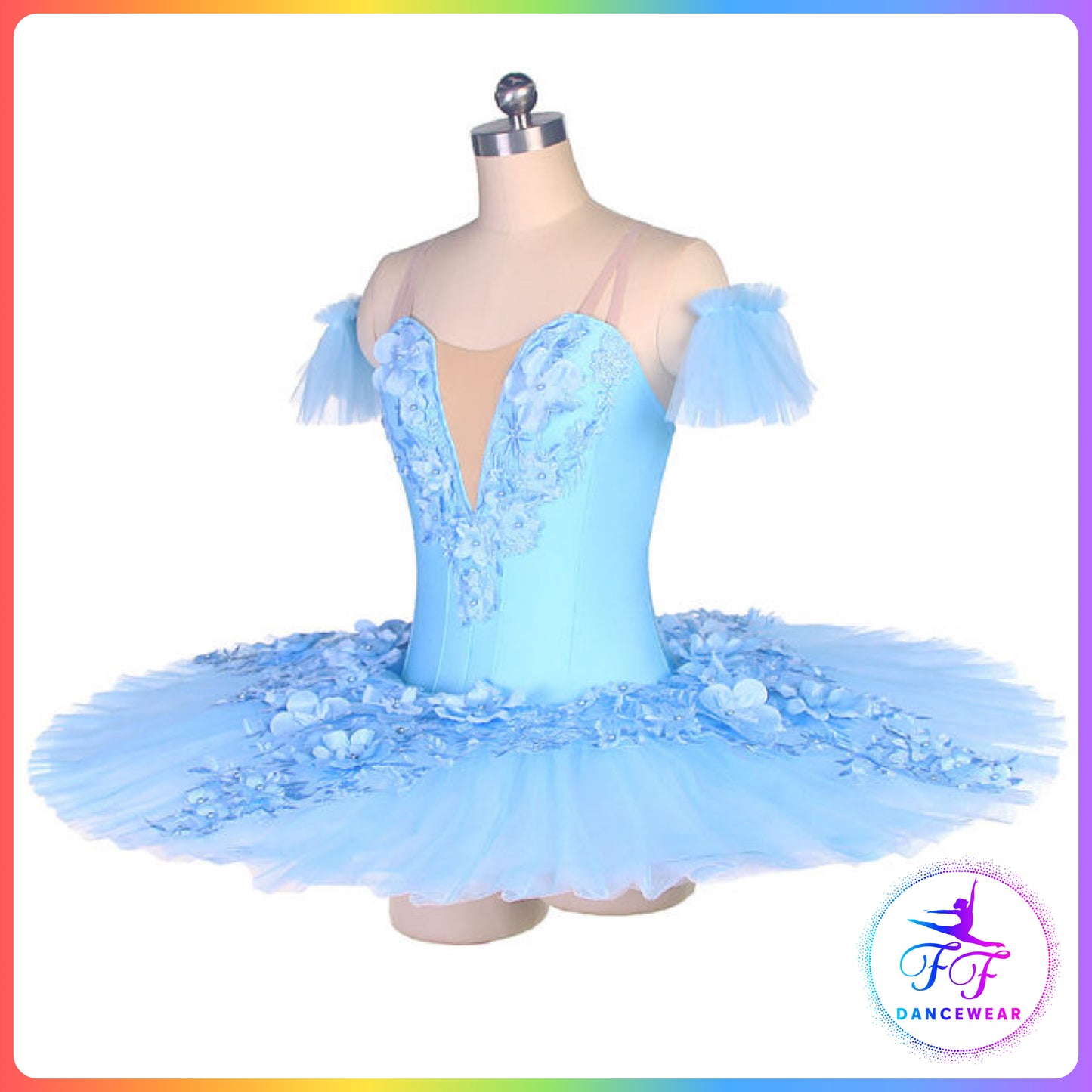 Floral Professional Ballet Pancake Tutu Blue / Pink / White (Child & Adult sizes)