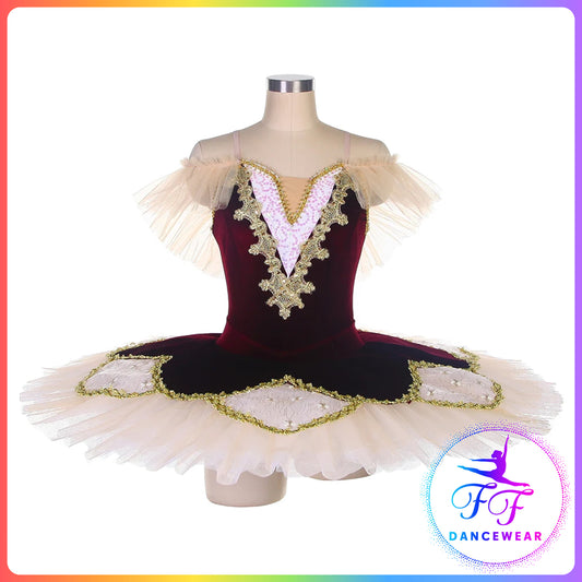 Burgundy Velvet Professional Ballet Pancake Tutu (Child & Adult sizes)