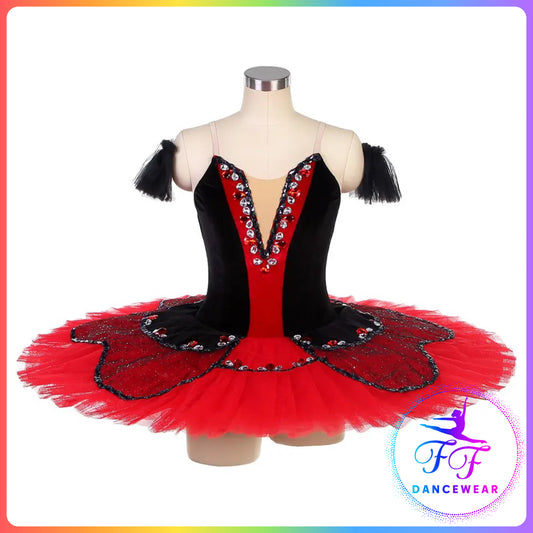 Black & Red Velvet Professional Ballet Pancake Tutu (Child & Adult sizes)