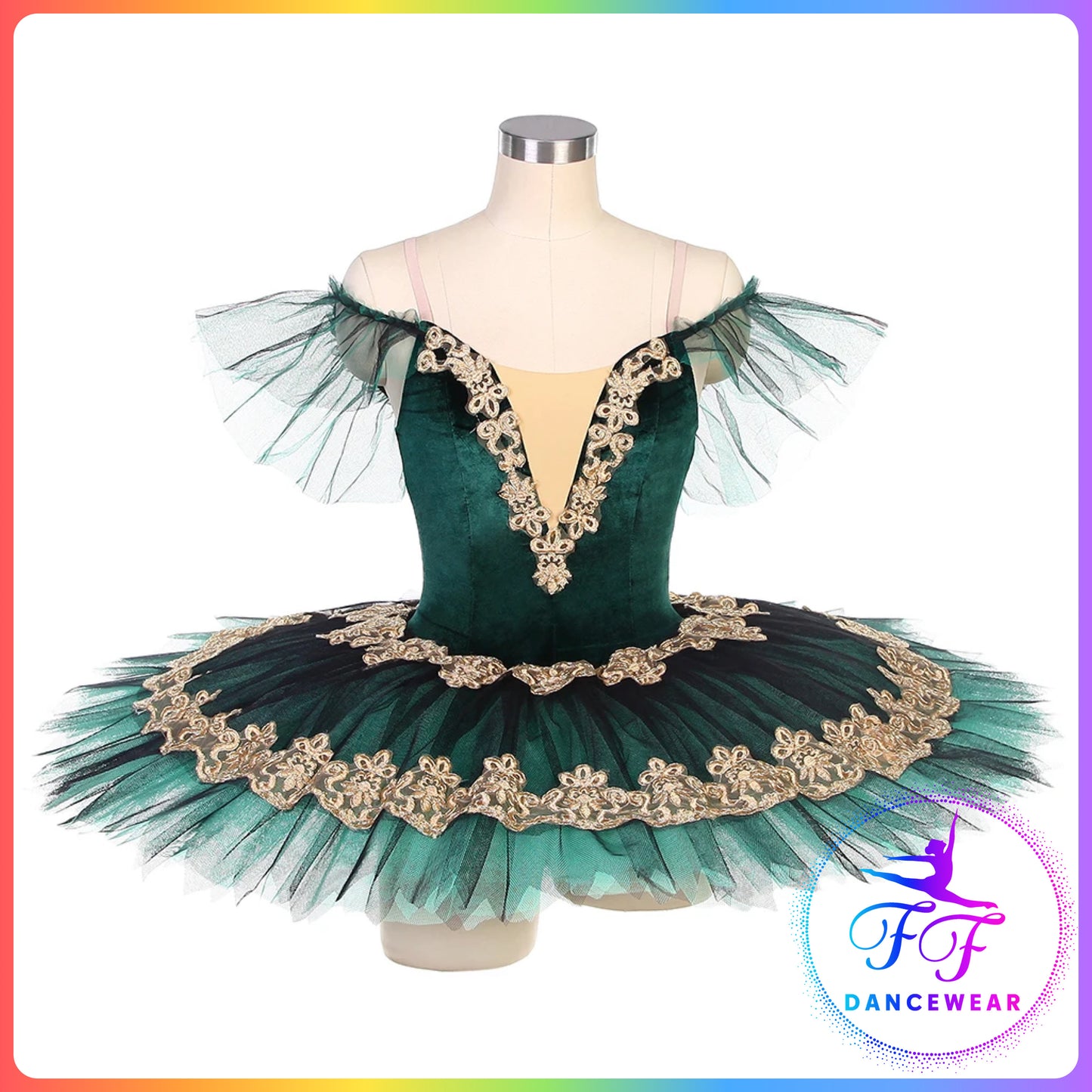 Green / Red Velvet Off the Shoulder Professional Ballet Pancake Tutu (Child & Adult sizes)