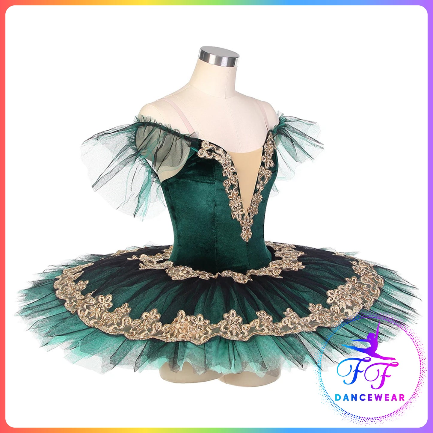 Green / Red Velvet Off the Shoulder Professional Ballet Pancake Tutu (Child & Adult sizes)
