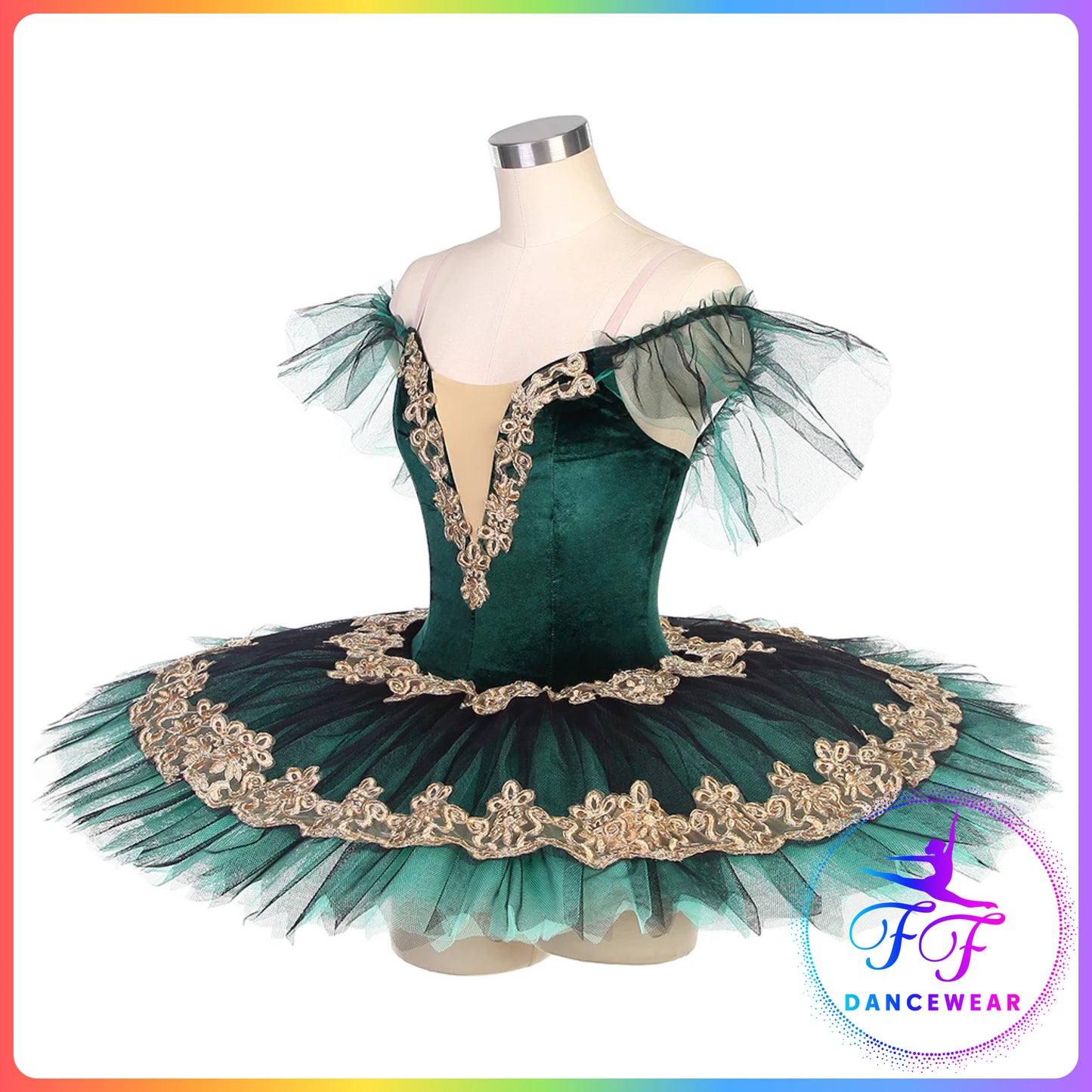 Green / Red Velvet Off the Shoulder Professional Ballet Pancake Tutu (Child & Adult sizes)