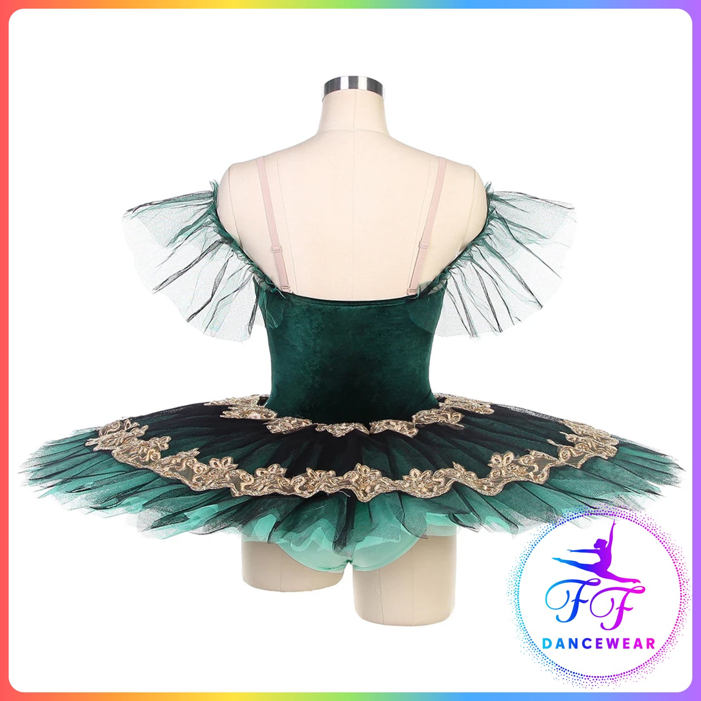 Green / Red Velvet Off the Shoulder Professional Ballet Pancake Tutu (Child & Adult sizes)