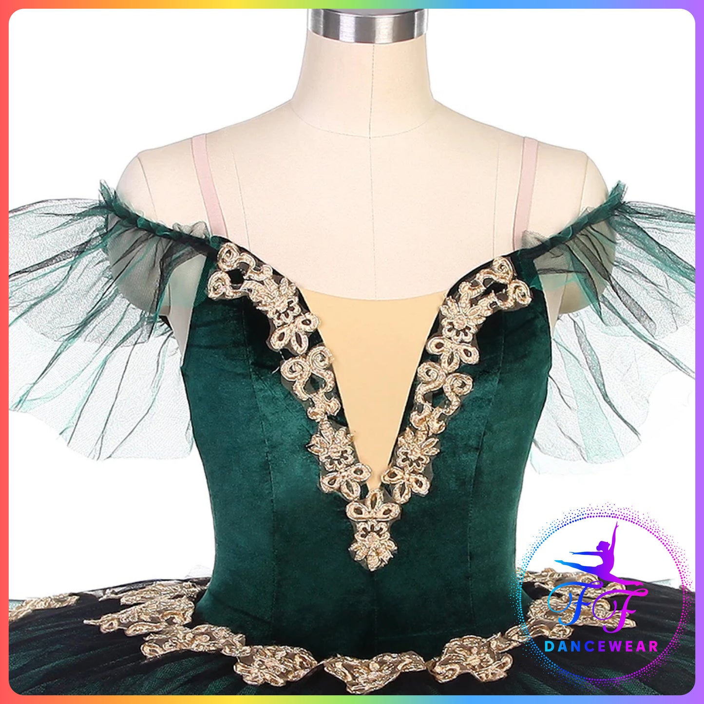 Green / Red Velvet Off the Shoulder Professional Ballet Pancake Tutu (Child & Adult sizes)