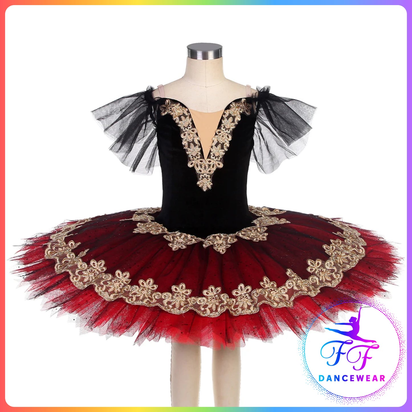 Green / Red Velvet Off the Shoulder Professional Ballet Pancake Tutu (Child & Adult sizes)
