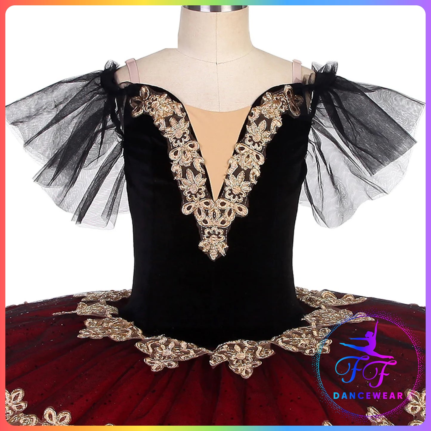 Green / Red Velvet Off the Shoulder Professional Ballet Pancake Tutu (Child & Adult sizes)