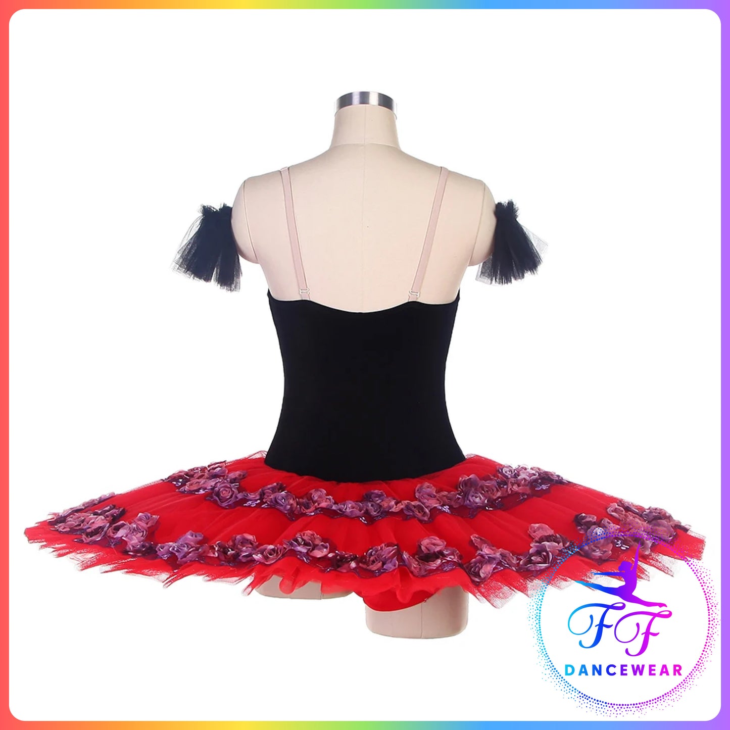 Black & Red Velvet Floral Professional Ballet Pancake Tutu (Child & Adult sizes)