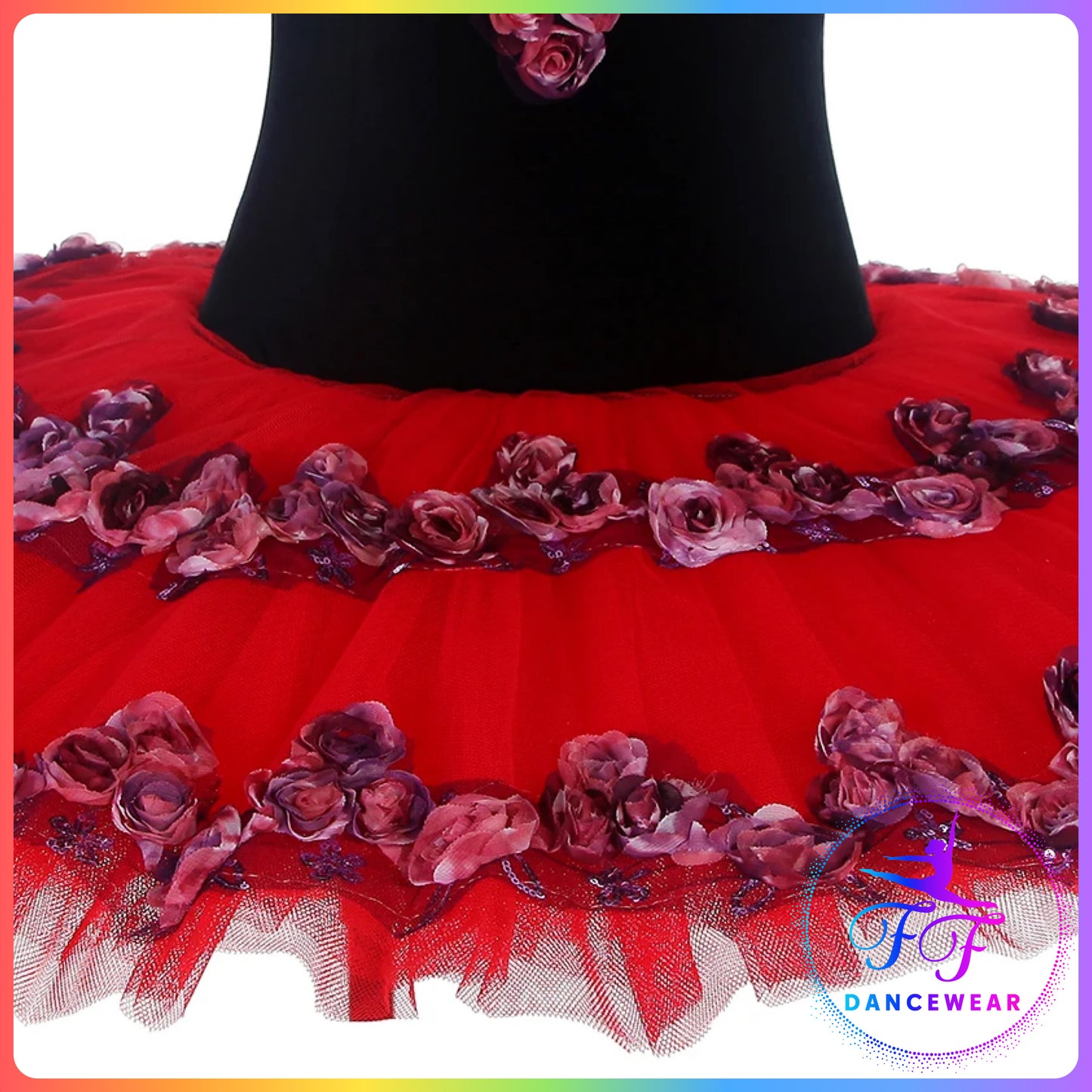 Black & Red Velvet Floral Professional Ballet Pancake Tutu (Child & Adult sizes)