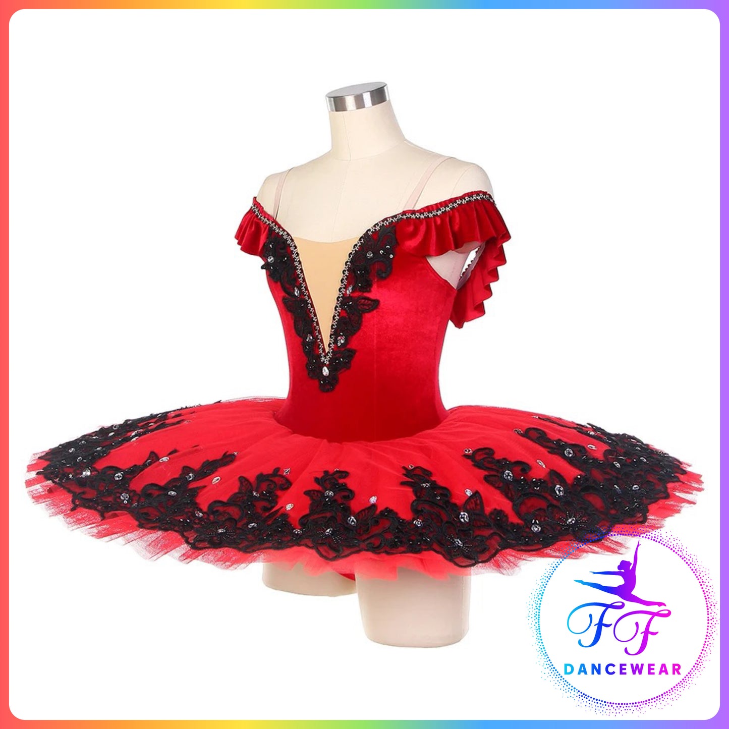 Off Shoulder Red Velvet Professional Ballet Pancake Tutu (Child & Adult sizes)