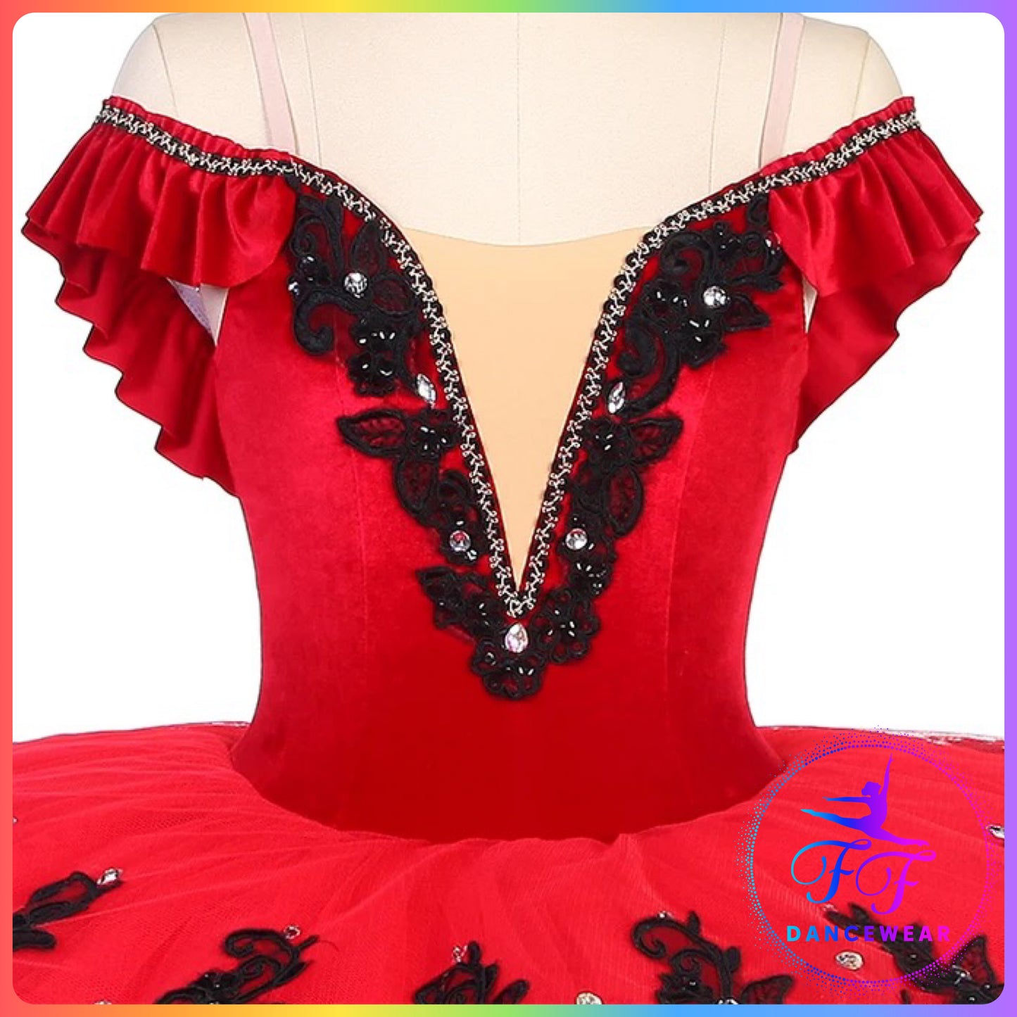 Off Shoulder Red Velvet Professional Ballet Pancake Tutu (Child & Adult sizes)