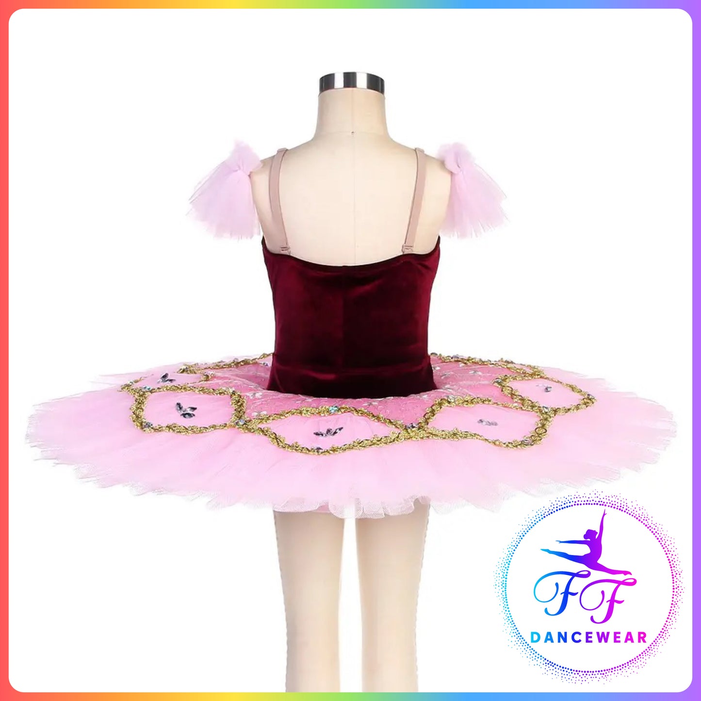 Burgundy & Pink Velvet Professional Ballet Pancake Tutu (Child & Adult sizes)