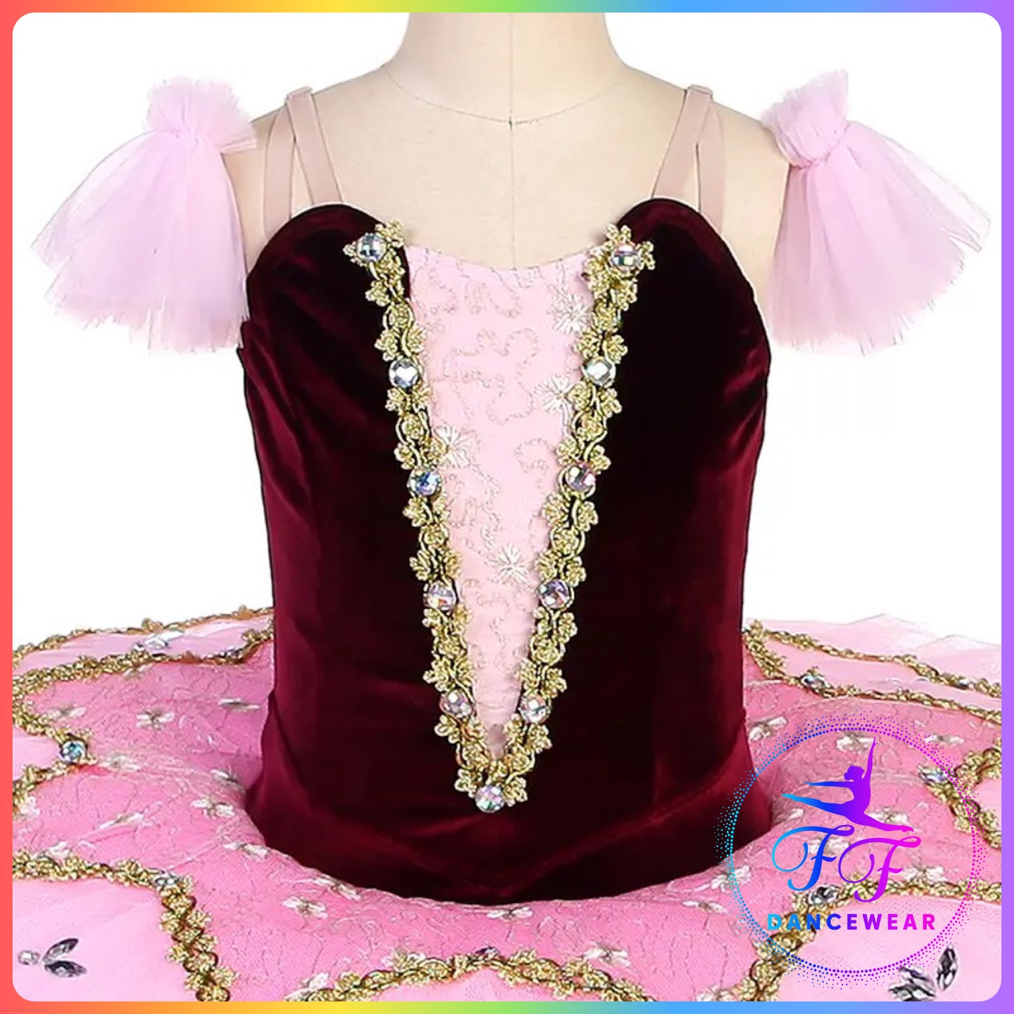 Burgundy & Pink Velvet Professional Ballet Pancake Tutu (Child & Adult sizes)