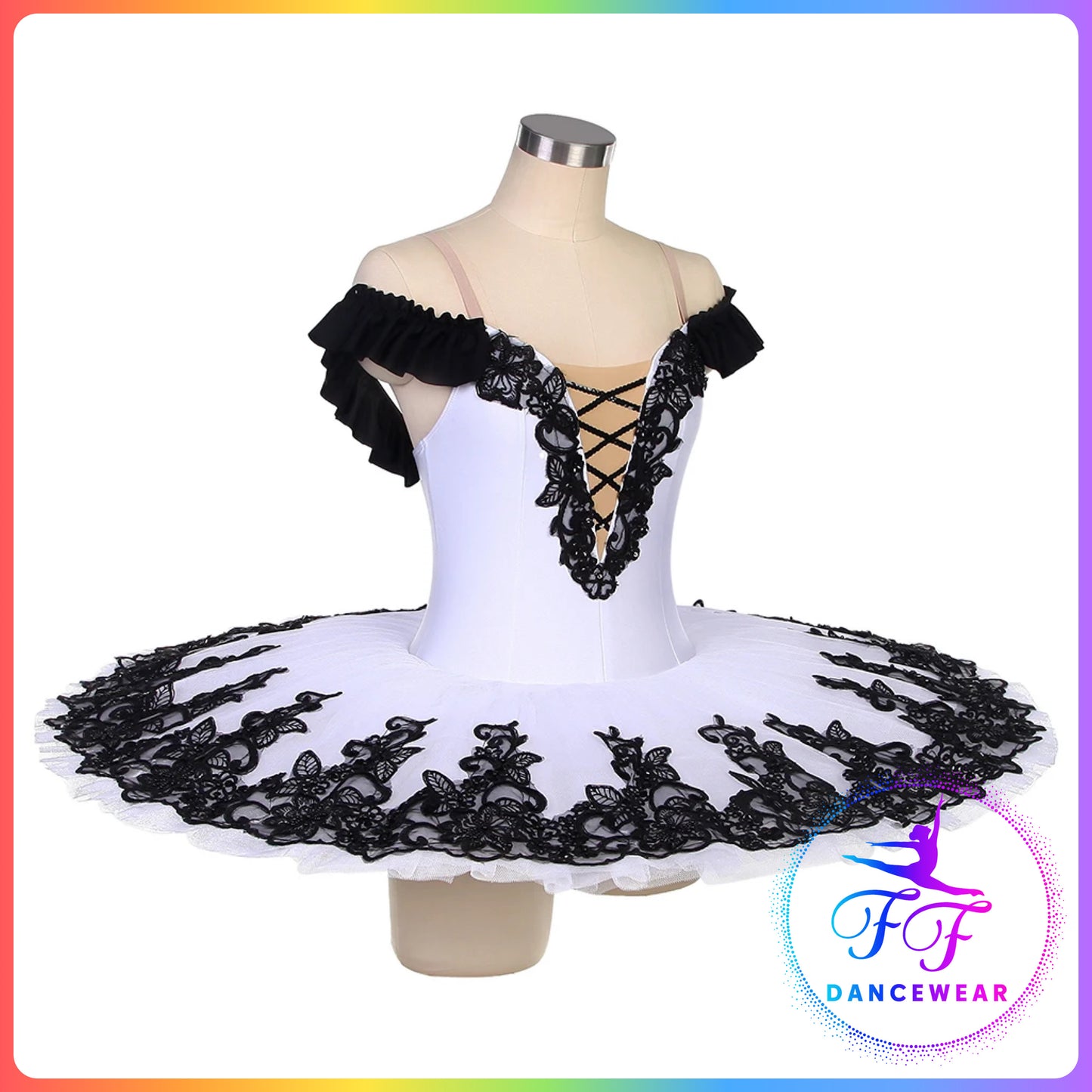 Ivory / White & Black Professional Ballet Pancake Tutu (Child & Adult sizes)