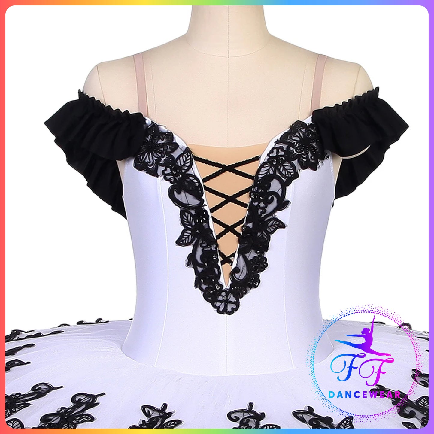 Ivory / White & Black Professional Ballet Pancake Tutu (Child & Adult sizes)