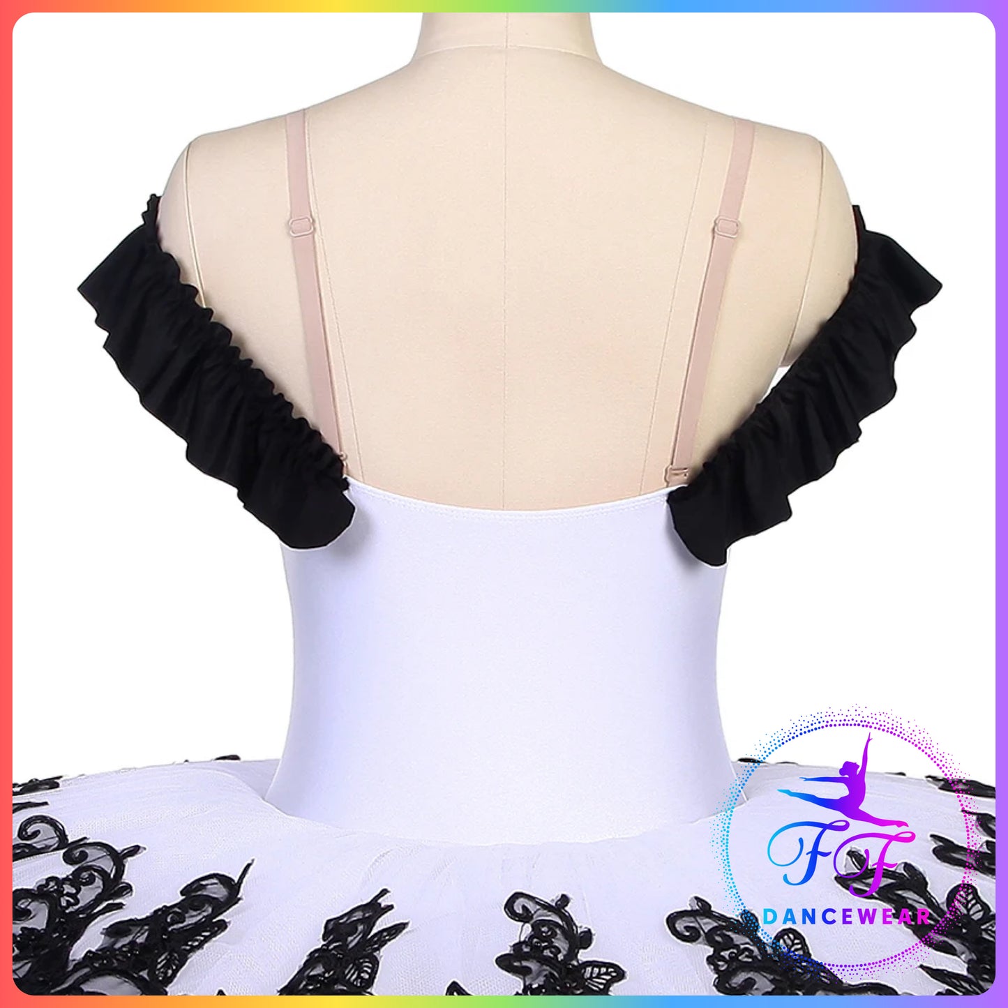 Ivory / White & Black Professional Ballet Pancake Tutu (Child & Adult sizes)