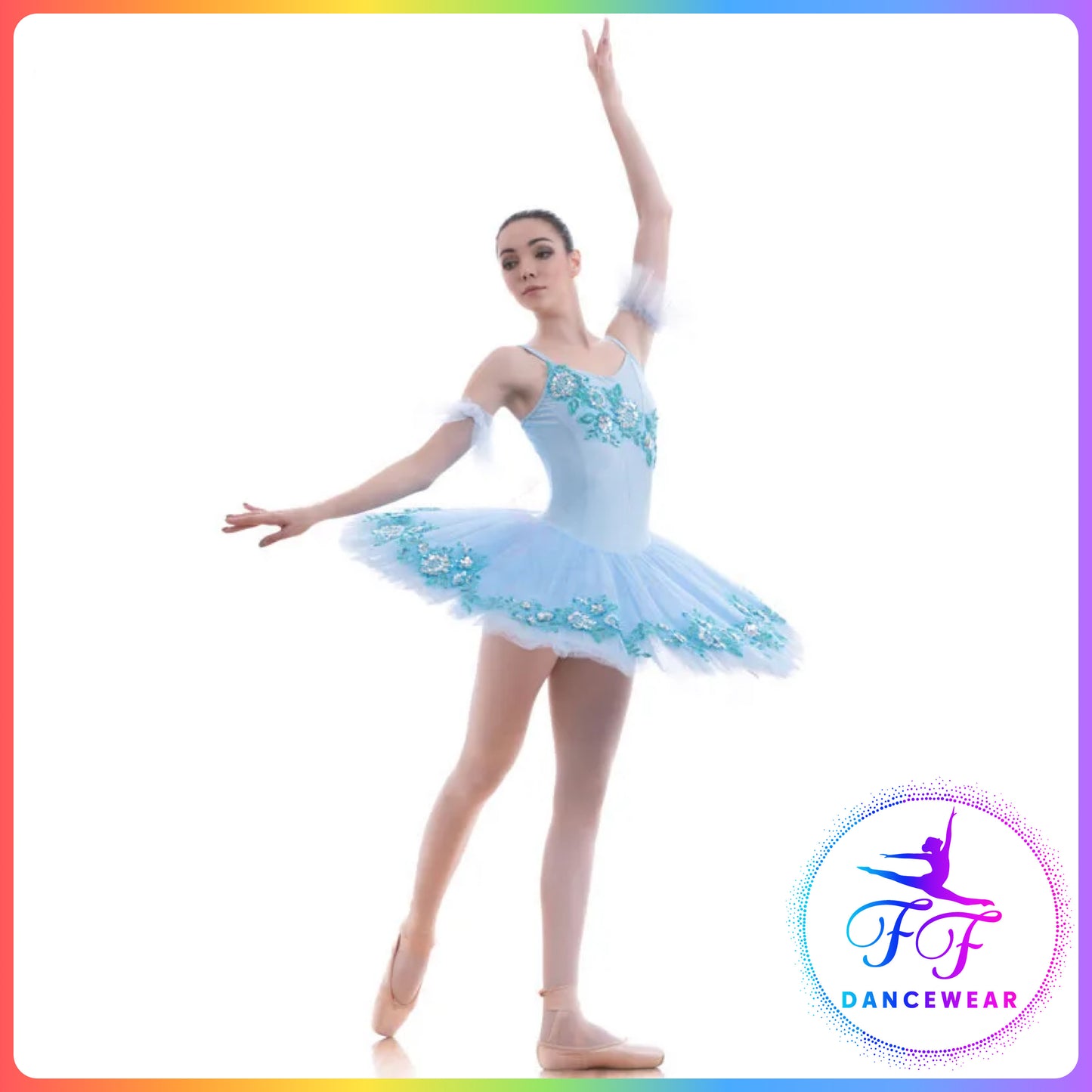 Blue Sequin Floral Stretch Professional Ballet Pancake Tutu (Child & Adult sizes)