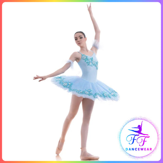 Blue Sequin Floral Stretch Professional Ballet Pancake Tutu (Child & Adult sizes)
