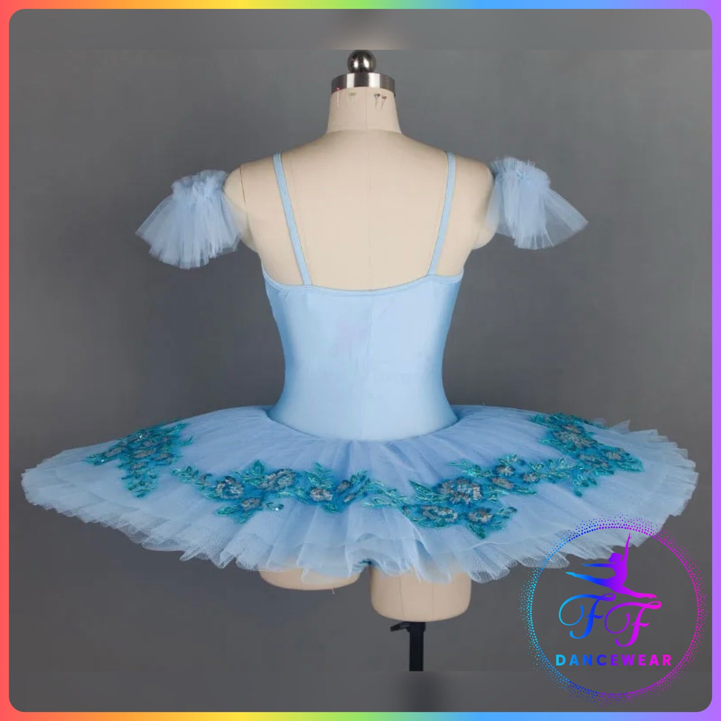 Blue Sequin Floral Stretch Professional Ballet Pancake Tutu (Child & Adult sizes)