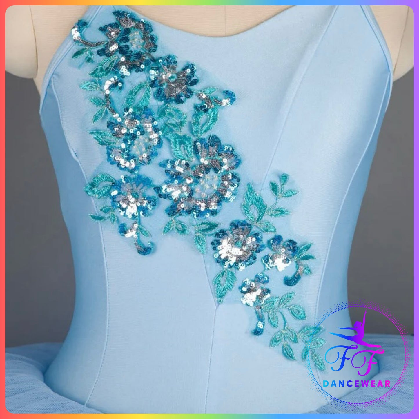 Blue Sequin Floral Stretch Professional Ballet Pancake Tutu (Child & Adult sizes)