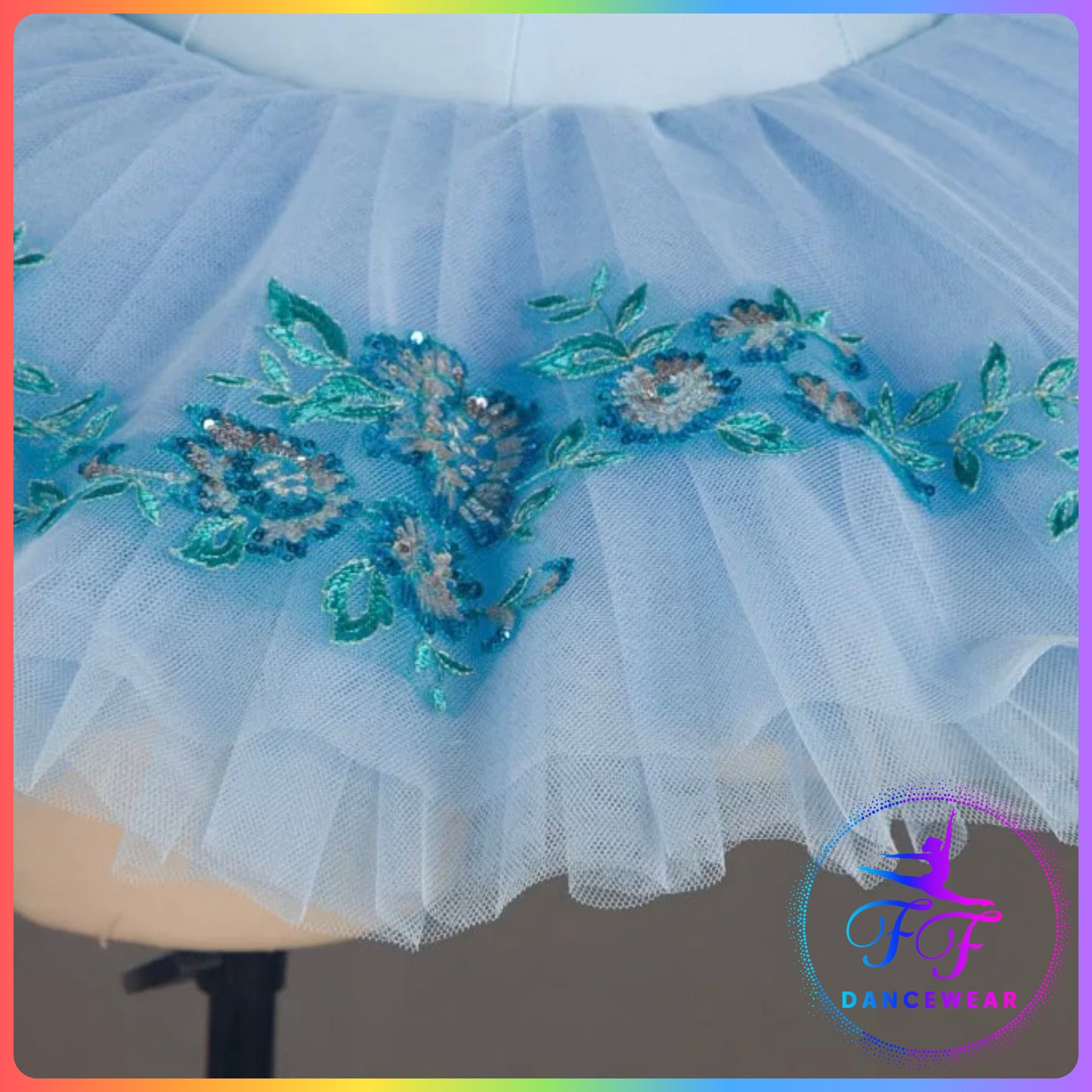 Blue Sequin Floral Stretch Professional Ballet Pancake Tutu (Child & Adult sizes)