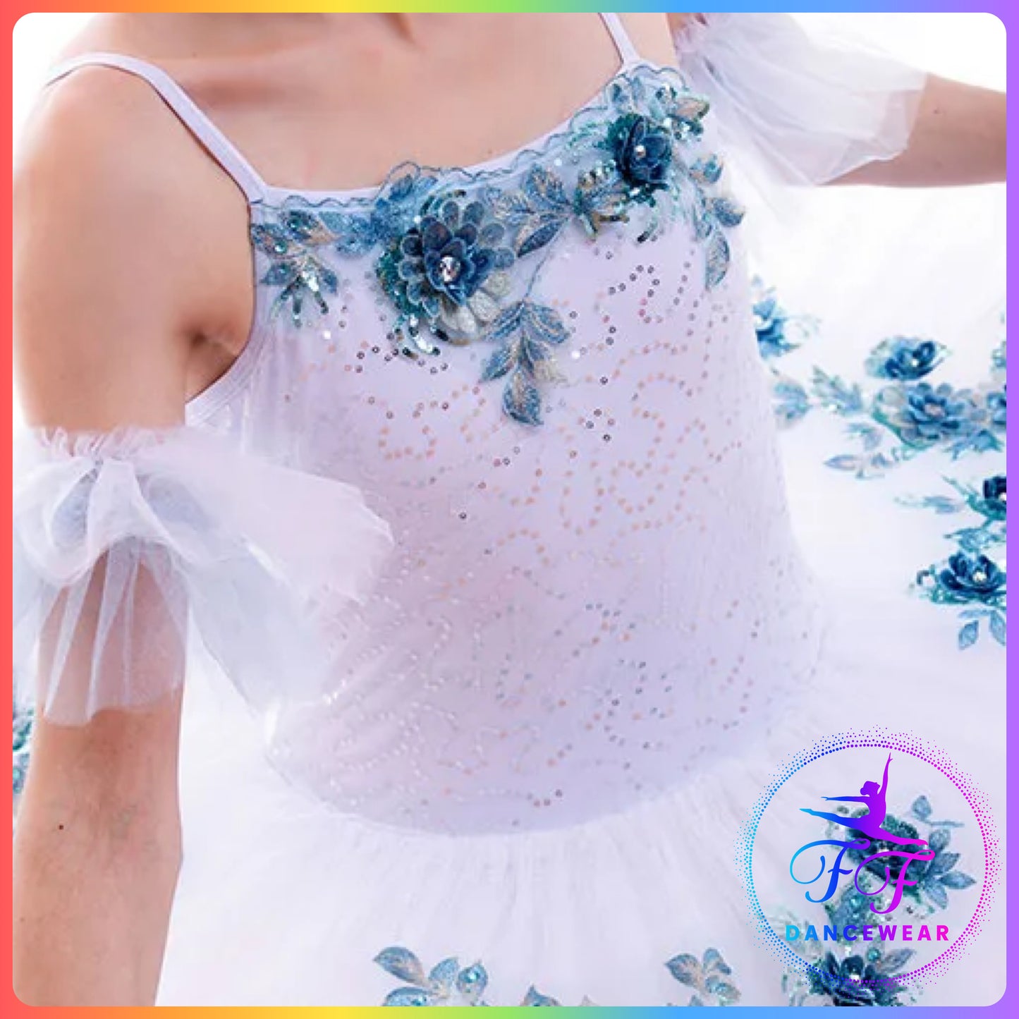 White Sequin Floral Stretch Professional Ballet Pancake Tutu (Child & Adult sizes)