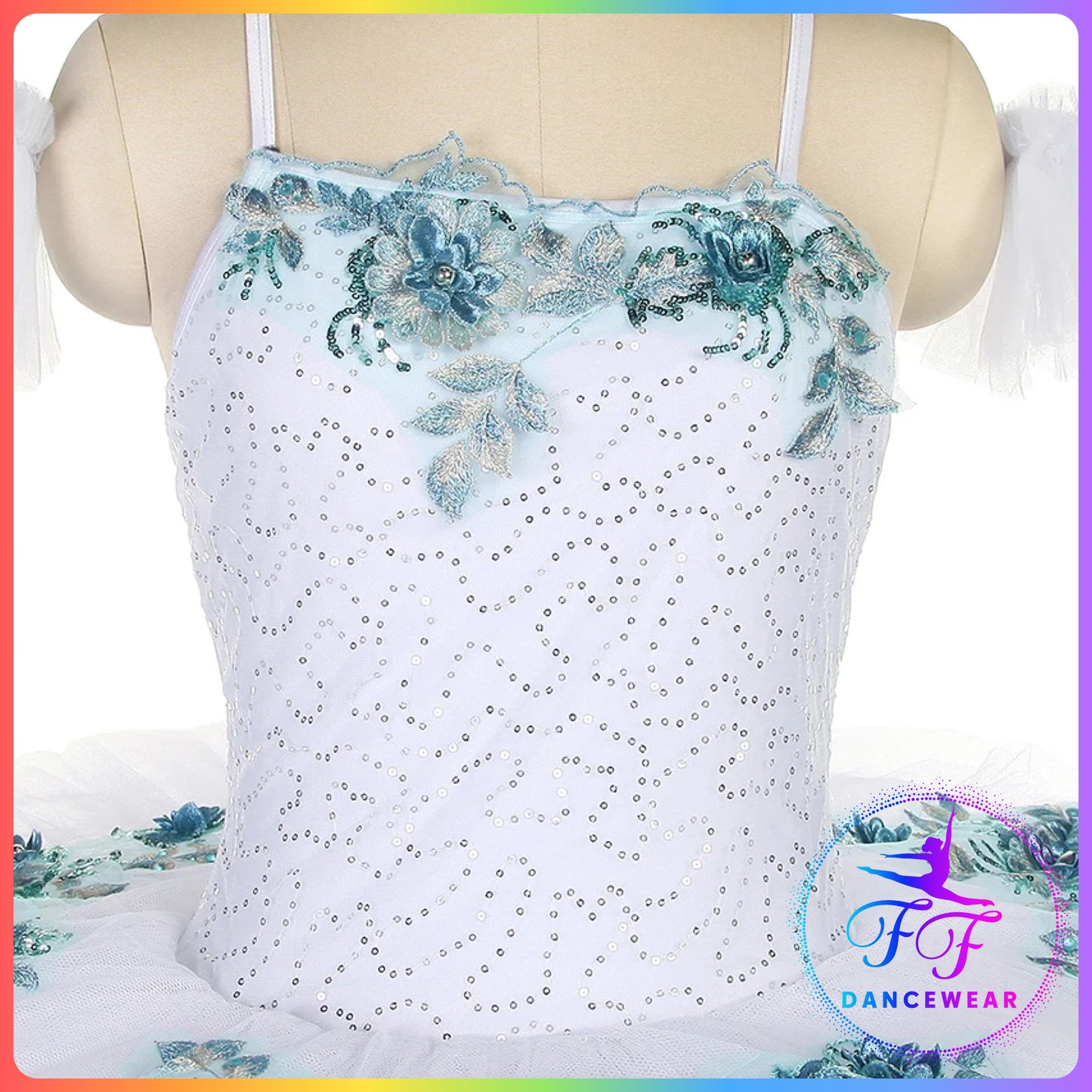White Sequin Floral Stretch Professional Ballet Pancake Tutu (Child & Adult sizes)