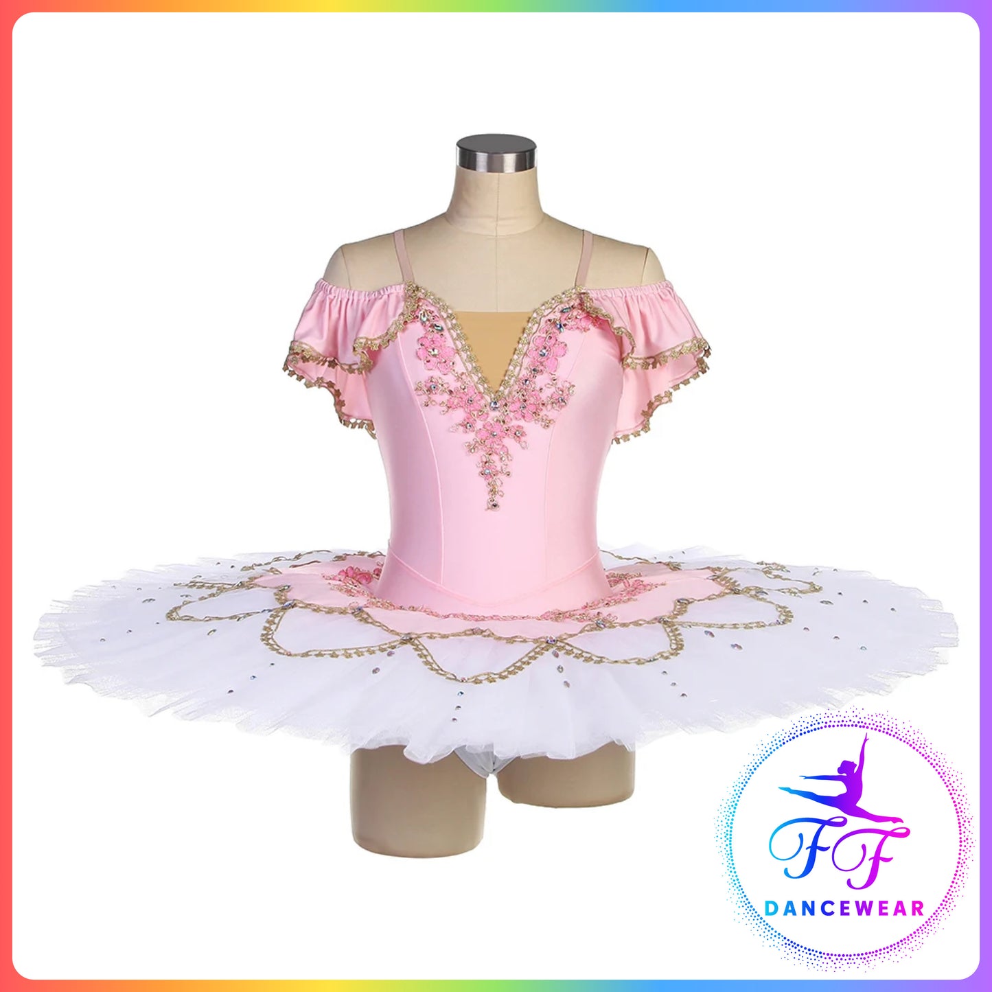 Off Shoulder Pink Stretch Professional Ballet Pancake Tutu (Child & Adult sizes)