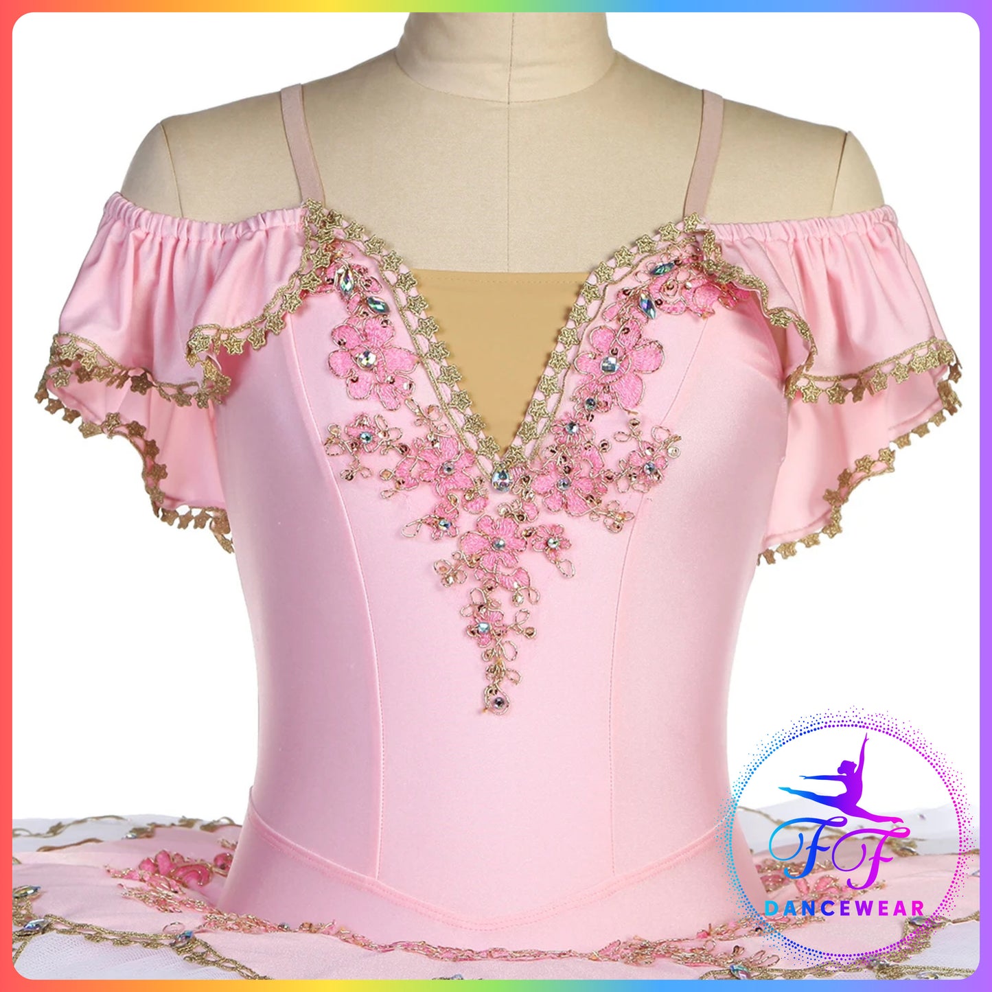 Off Shoulder Pink Stretch Professional Ballet Pancake Tutu (Child & Adult sizes)