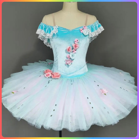 Aqua Velvet Off the Shoulder Professional Ballet Pancake Tutu (Child & Adult Sizes)