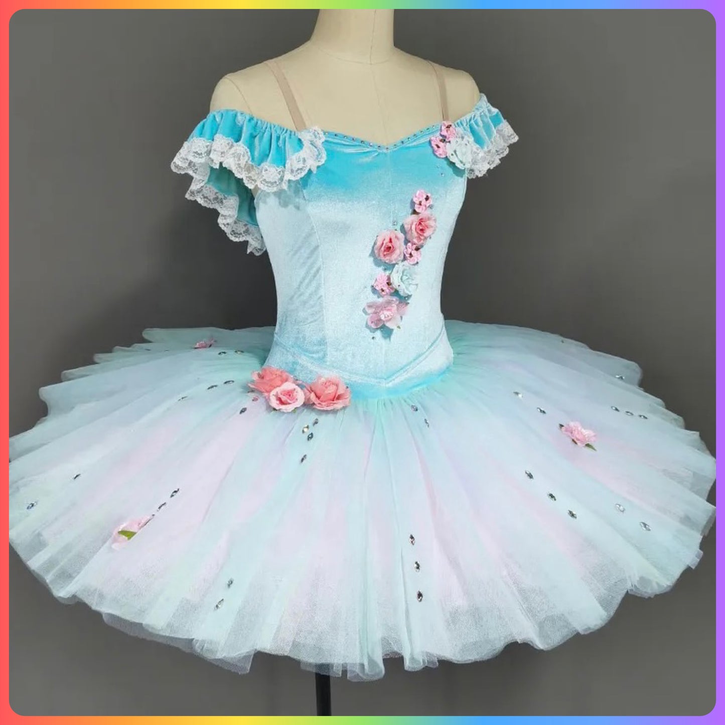 Aqua Velvet Off the Shoulder Professional Ballet Pancake Tutu (Child & Adult Sizes)