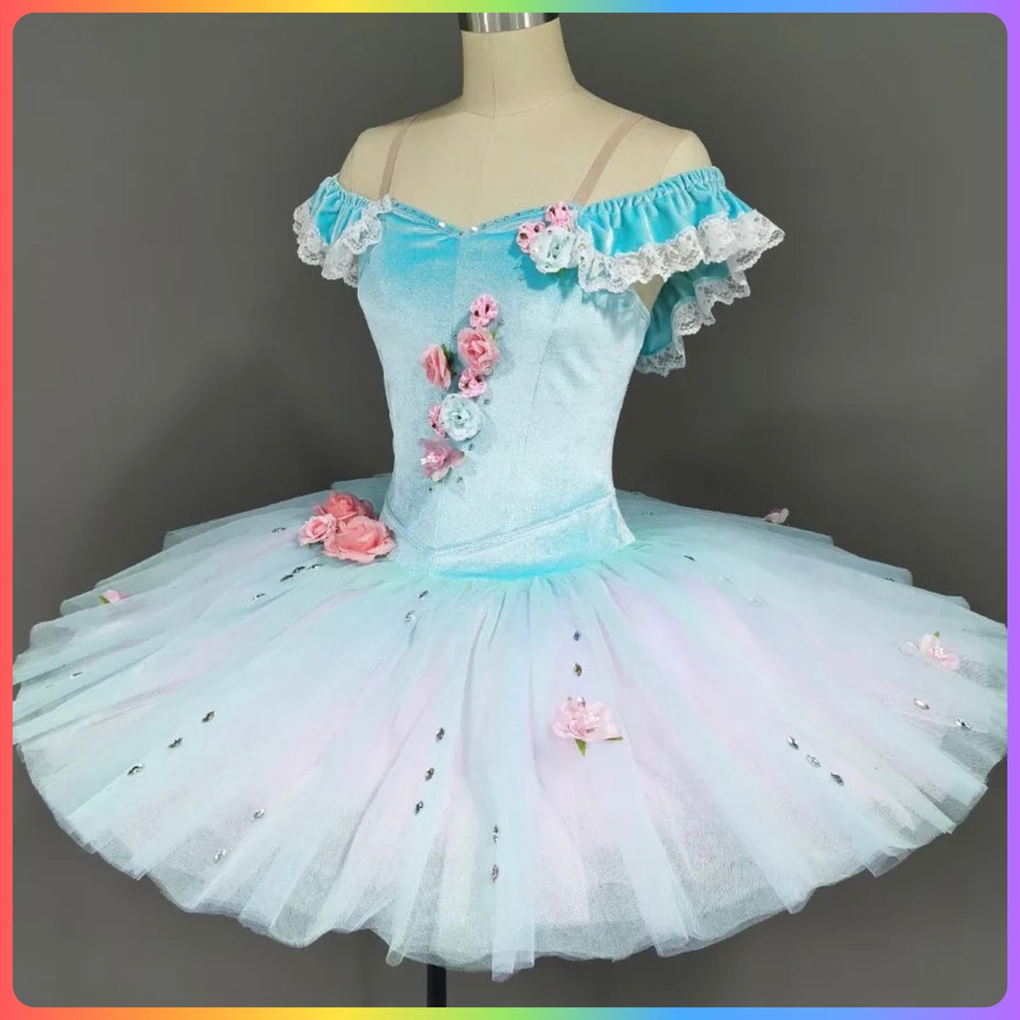 Aqua Velvet Off the Shoulder Professional Ballet Pancake Tutu (Child & Adult Sizes)
