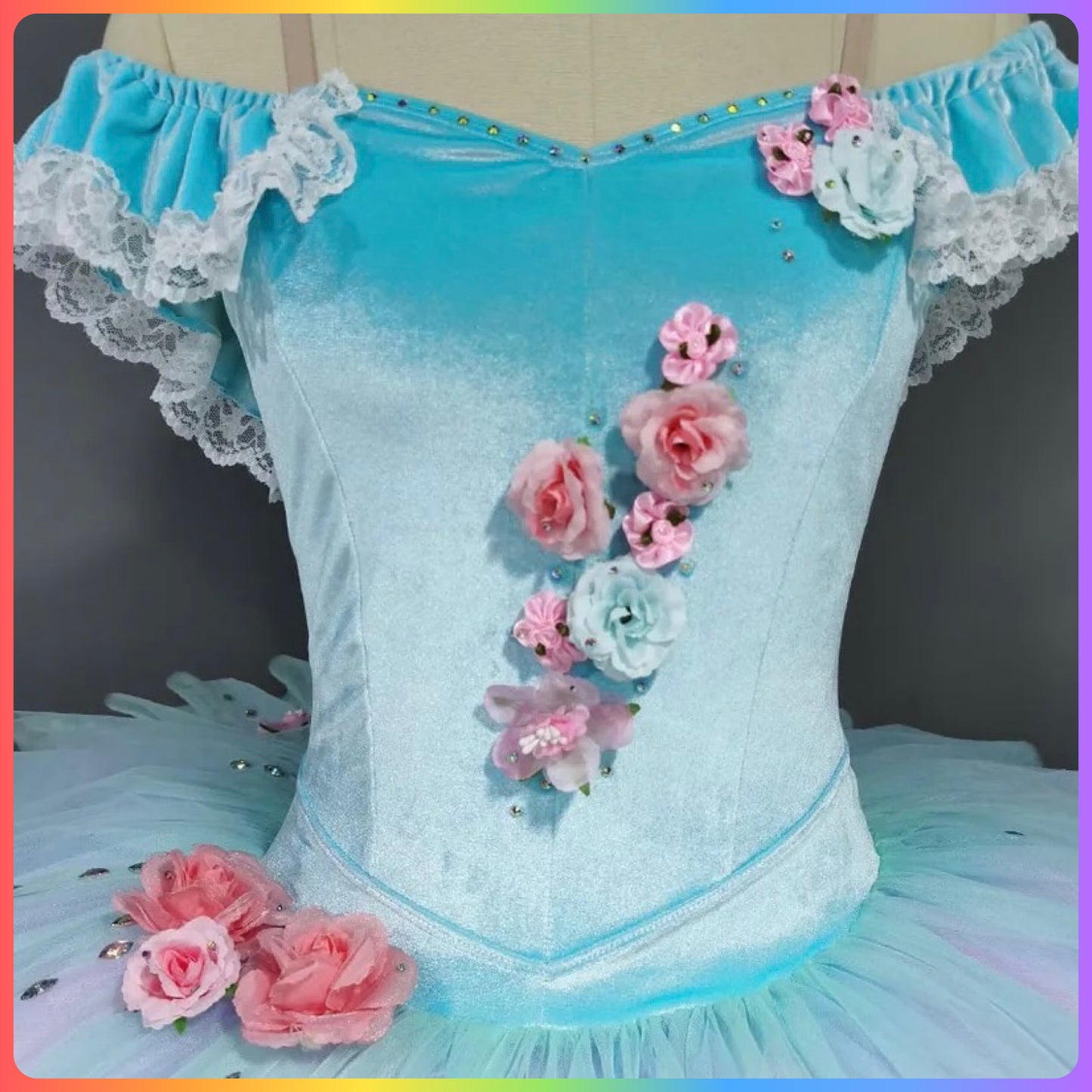 Aqua Velvet Off the Shoulder Professional Ballet Pancake Tutu (Child & Adult Sizes)