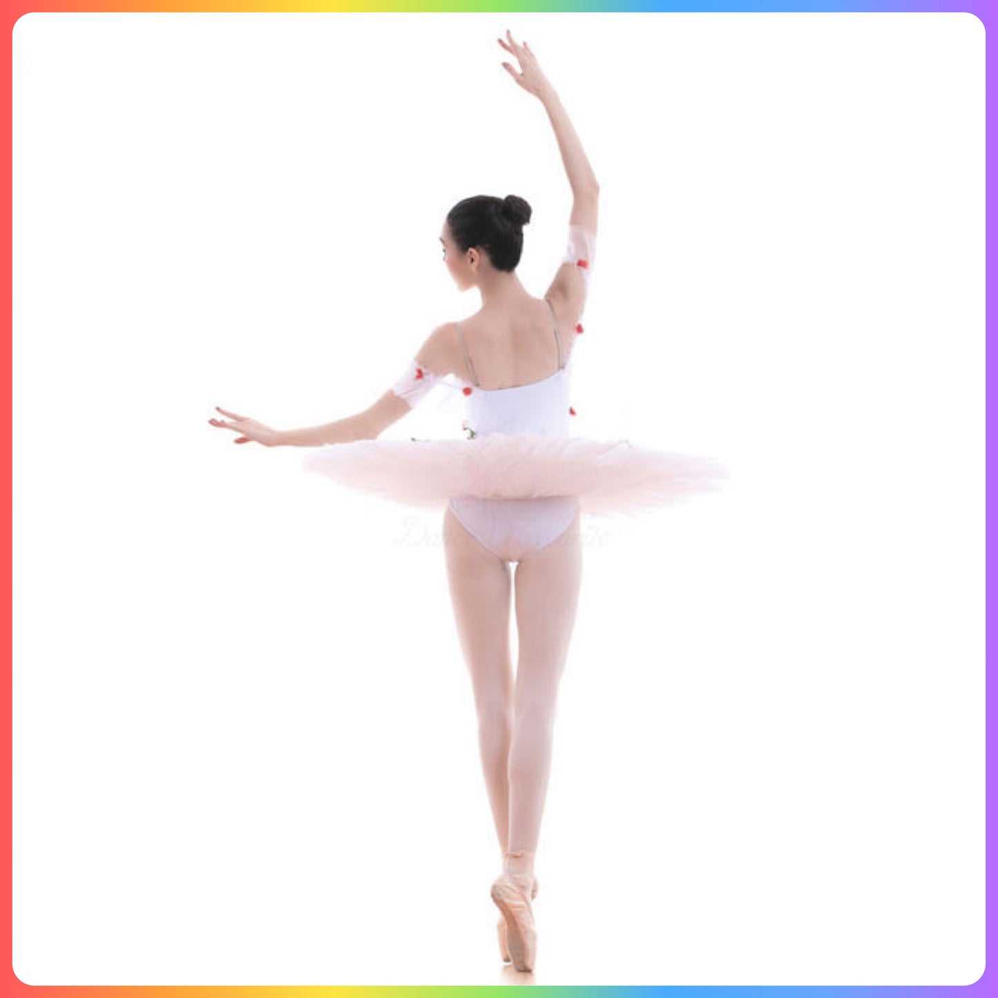 White with Red Flowers Professional Ballet Pancake Tutu (Child & Adult Sizes)
