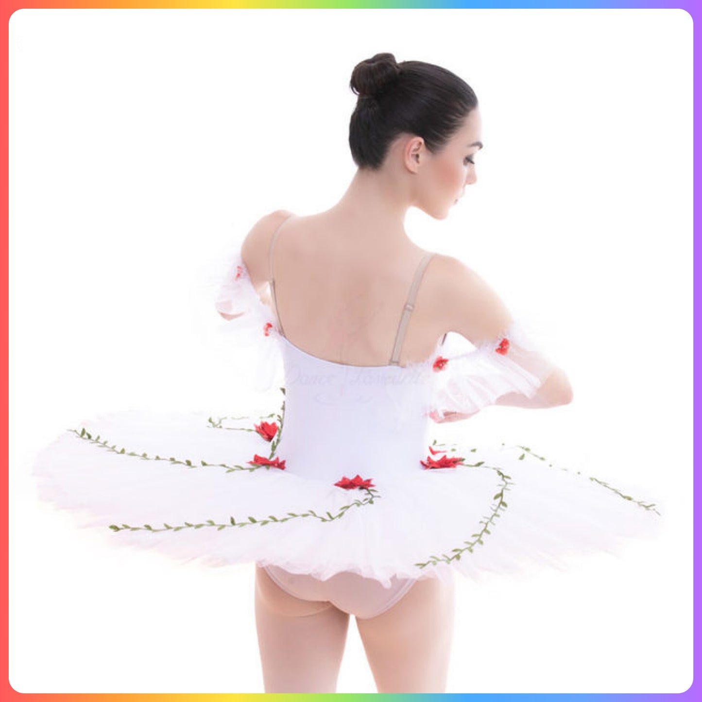 White with Red Flowers Professional Ballet Pancake Tutu (Child & Adult Sizes)