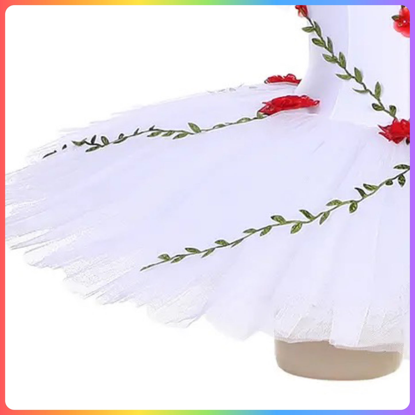 White with Red Flowers Professional Ballet Pancake Tutu (Child & Adult Sizes)