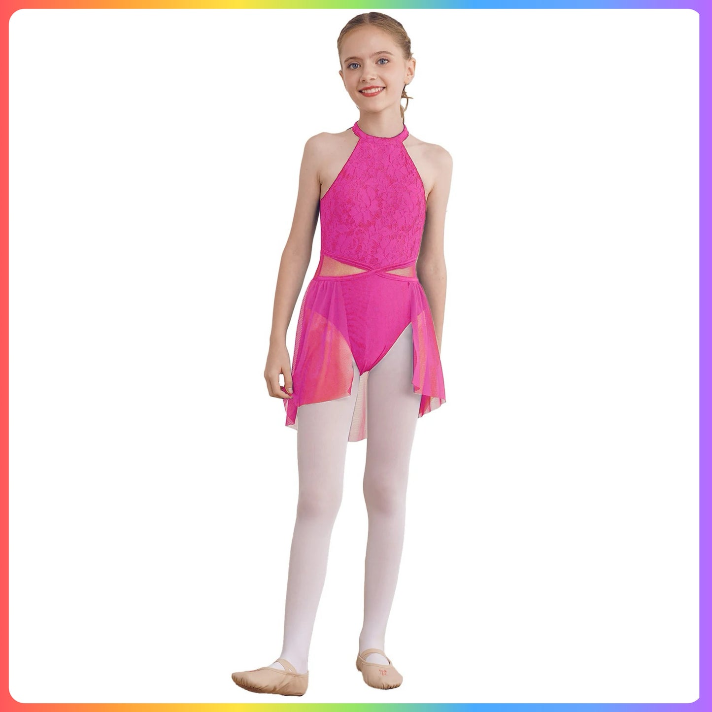 Girls Sleeveless Lace Lyrical / Contemporary Skirted Leotard