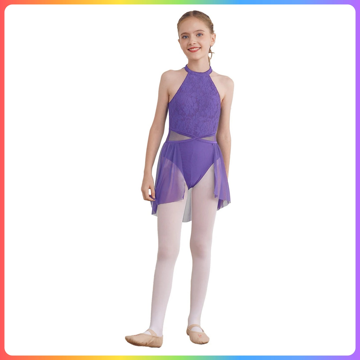 Girls Sleeveless Lace Lyrical / Contemporary Skirted Leotard