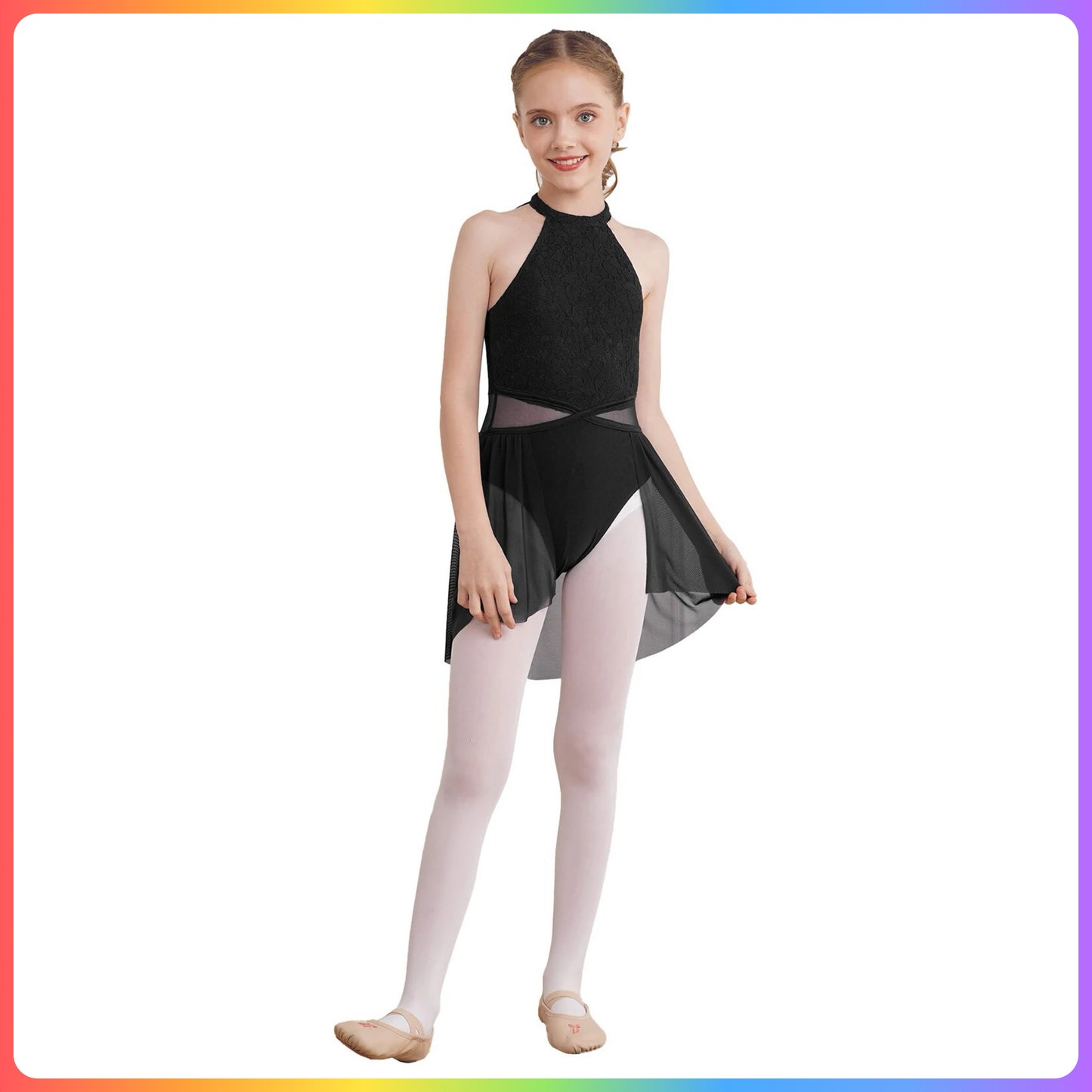 Girls Sleeveless Lace Lyrical / Contemporary Skirted Leotard