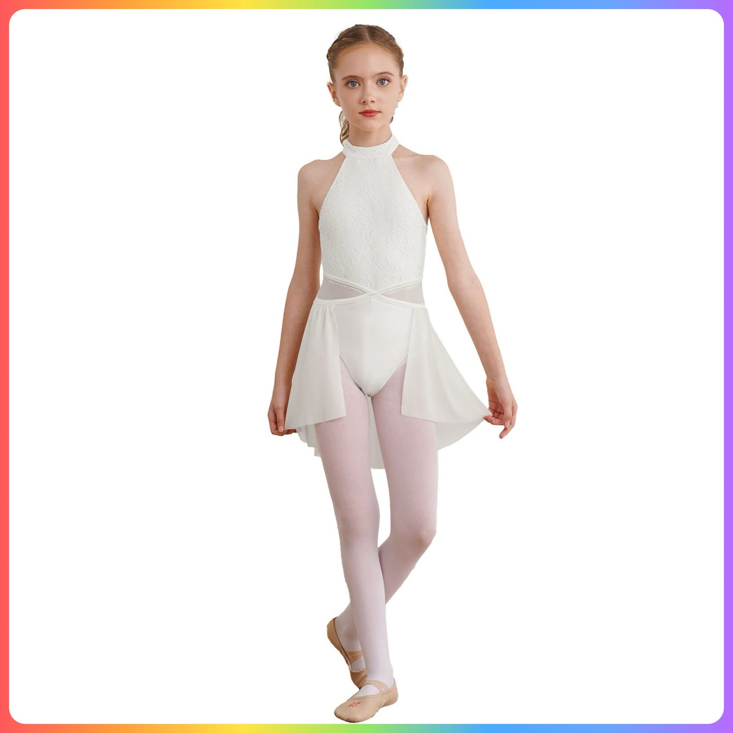 Girls Sleeveless Lace Lyrical / Contemporary Skirted Leotard