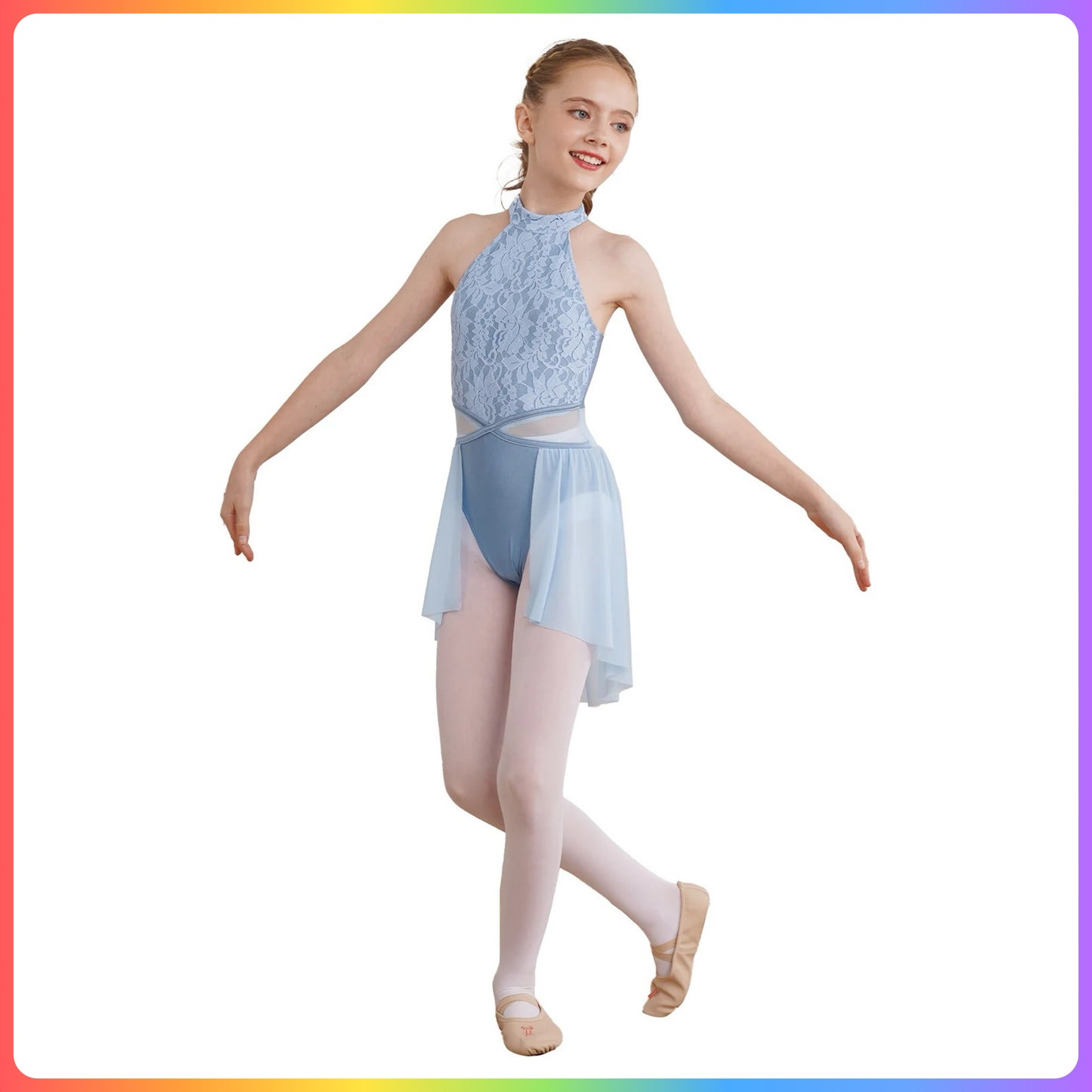 Girls Sleeveless Lace Lyrical / Contemporary Skirted Leotard