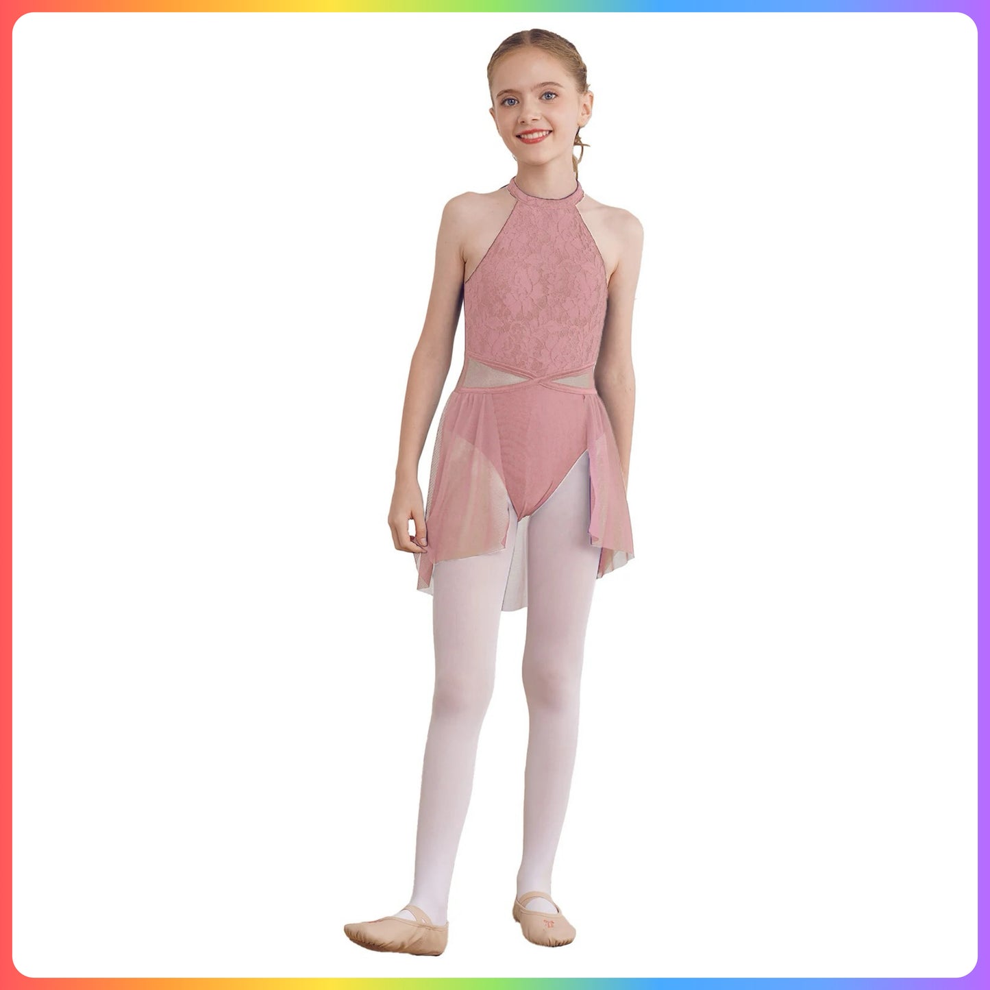 Girls Sleeveless Lace Lyrical / Contemporary Skirted Leotard