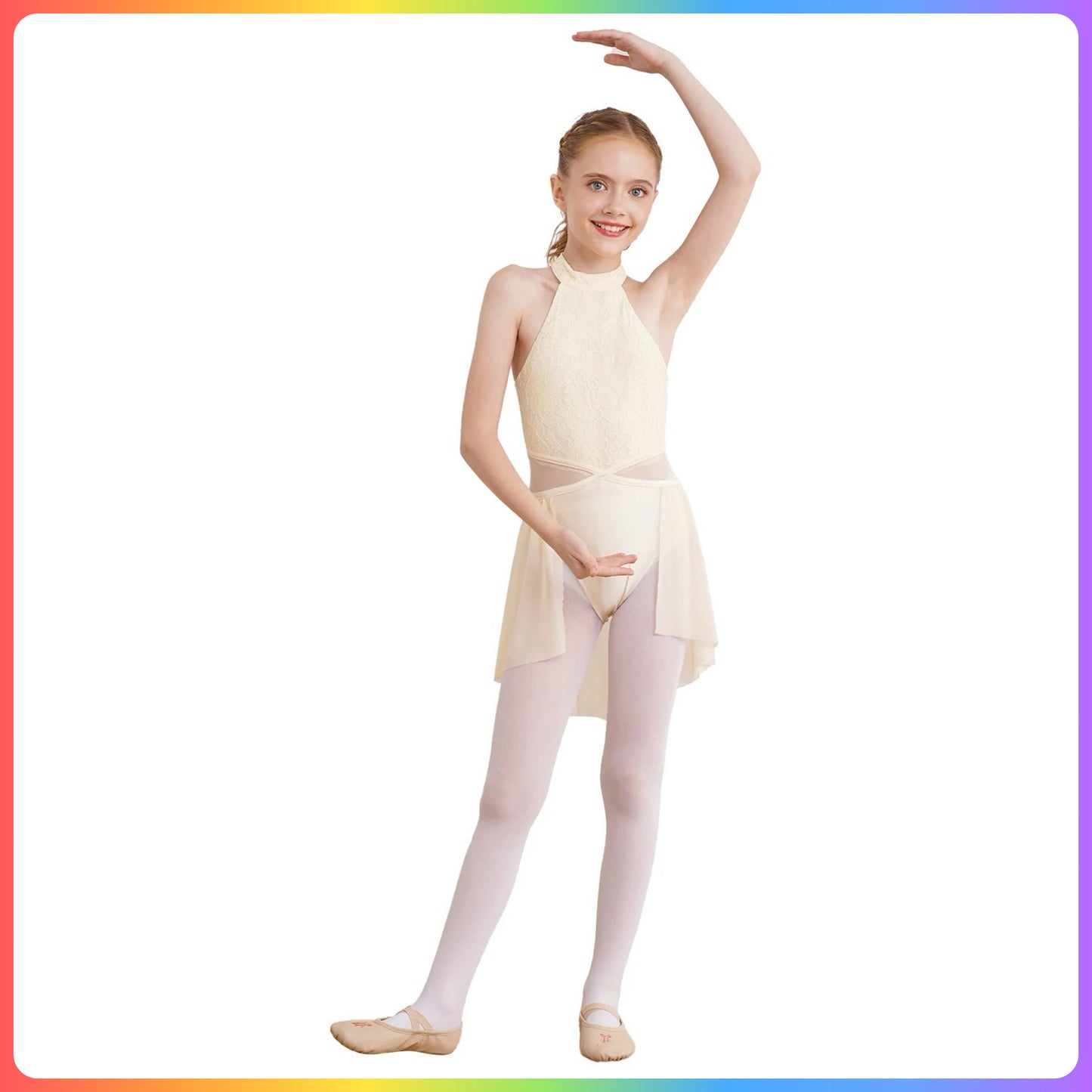 Girls Sleeveless Lace Lyrical / Contemporary Skirted Leotard