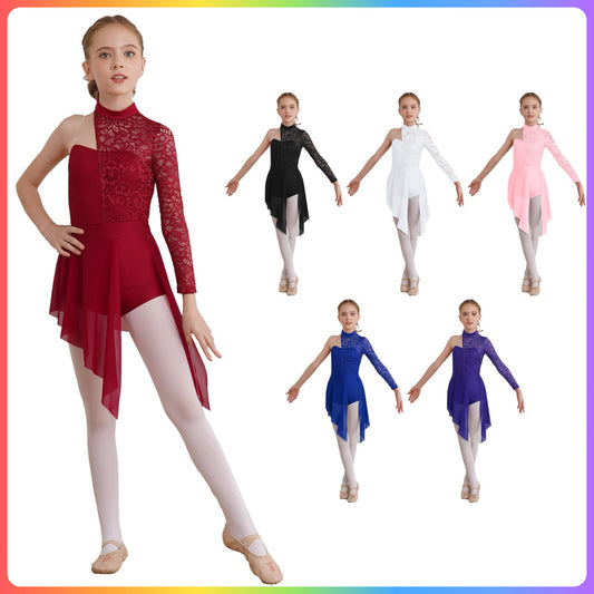 Girls Lace One Sleeve Lyrical / Contemporary Dance Costume