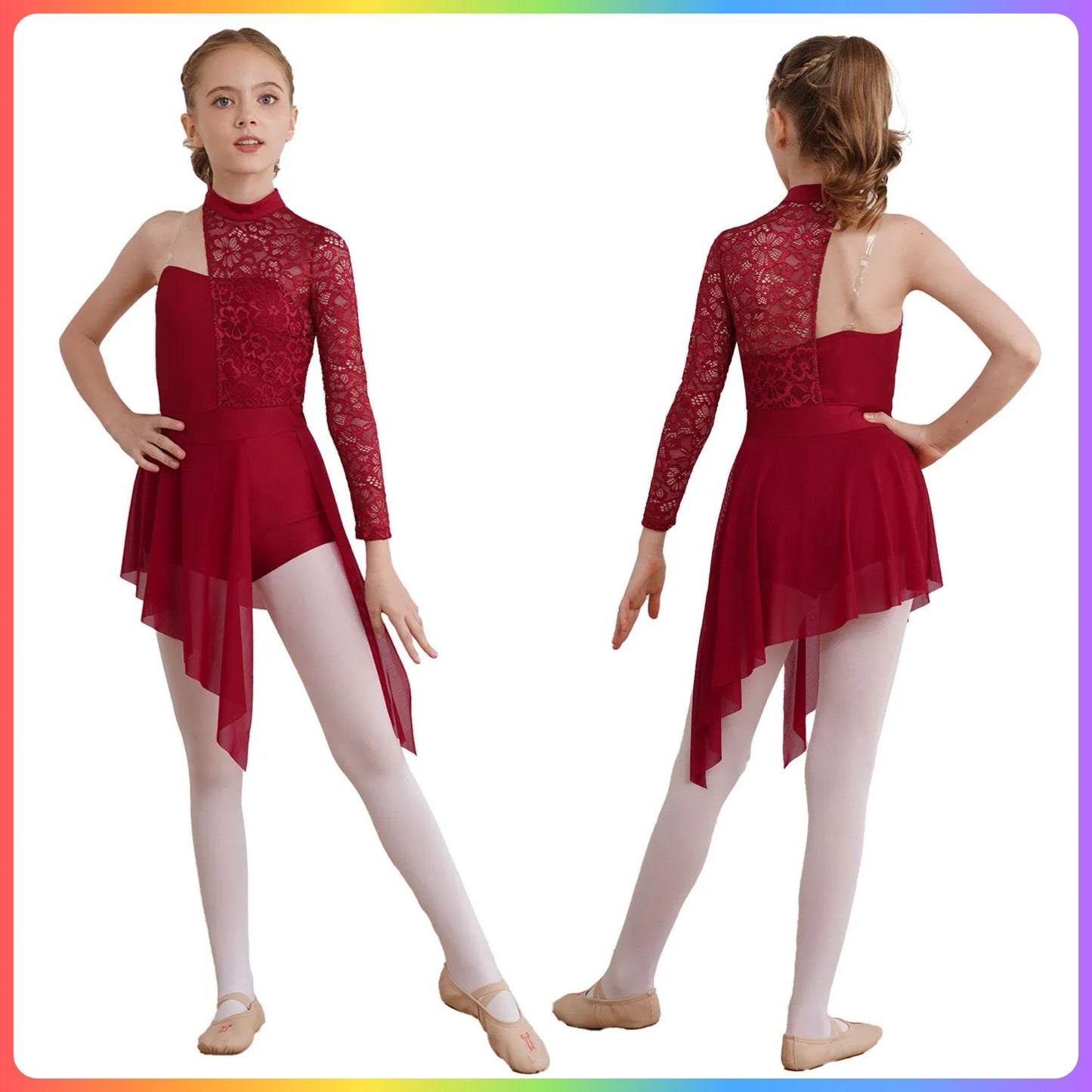 Girls Lace One Sleeve Lyrical / Contemporary Dance Costume