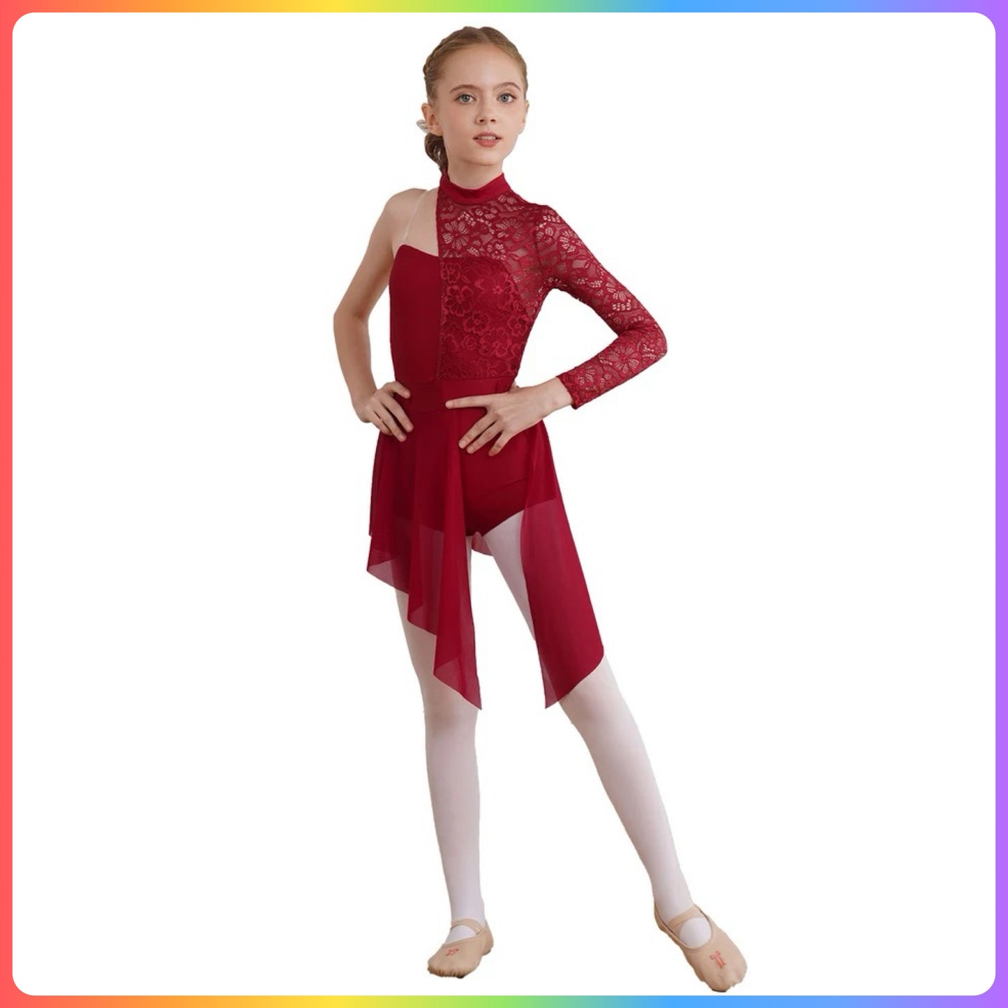 Girls Lace One Sleeve Lyrical / Contemporary Dance Costume