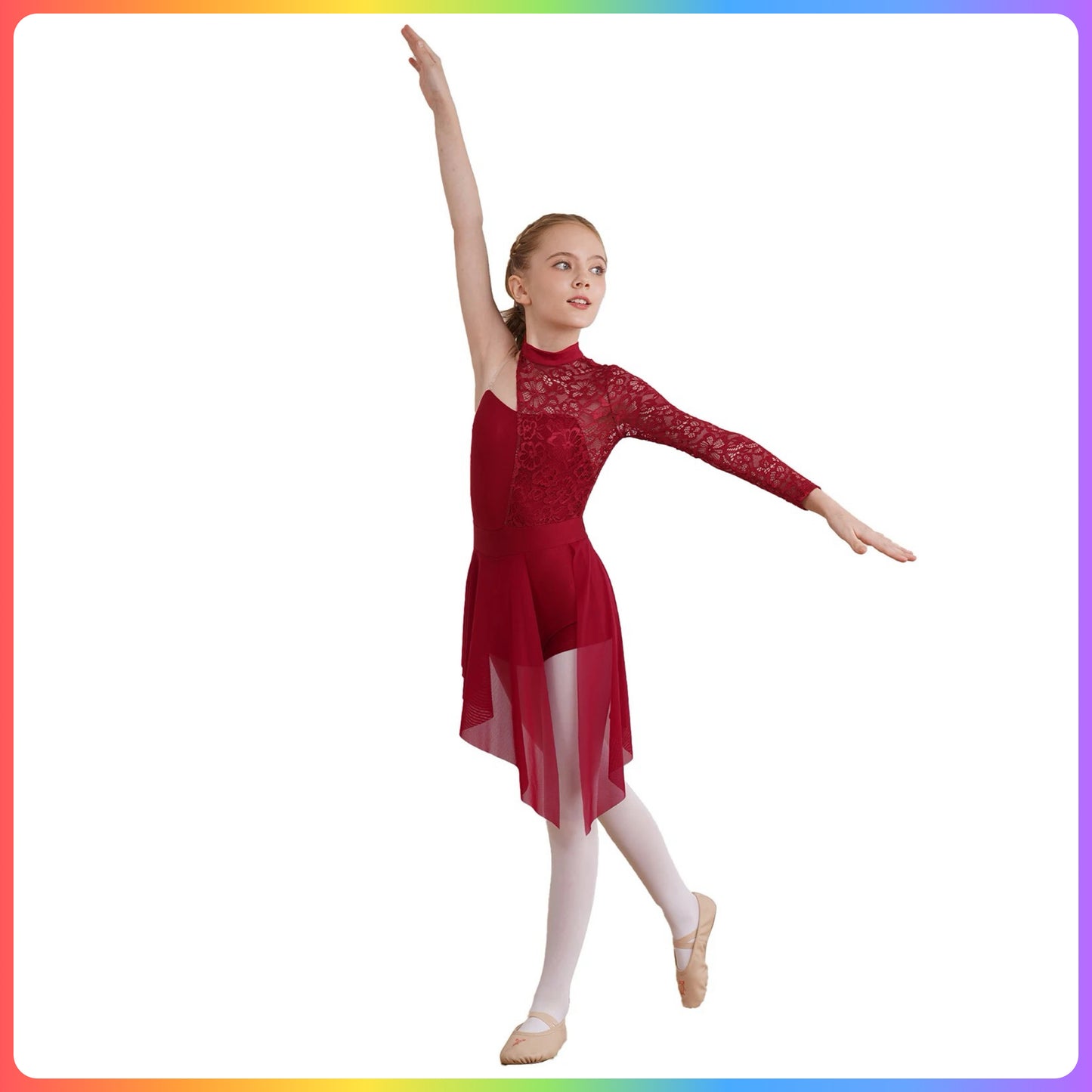 Girls Lace One Sleeve Lyrical / Contemporary Dance Costume